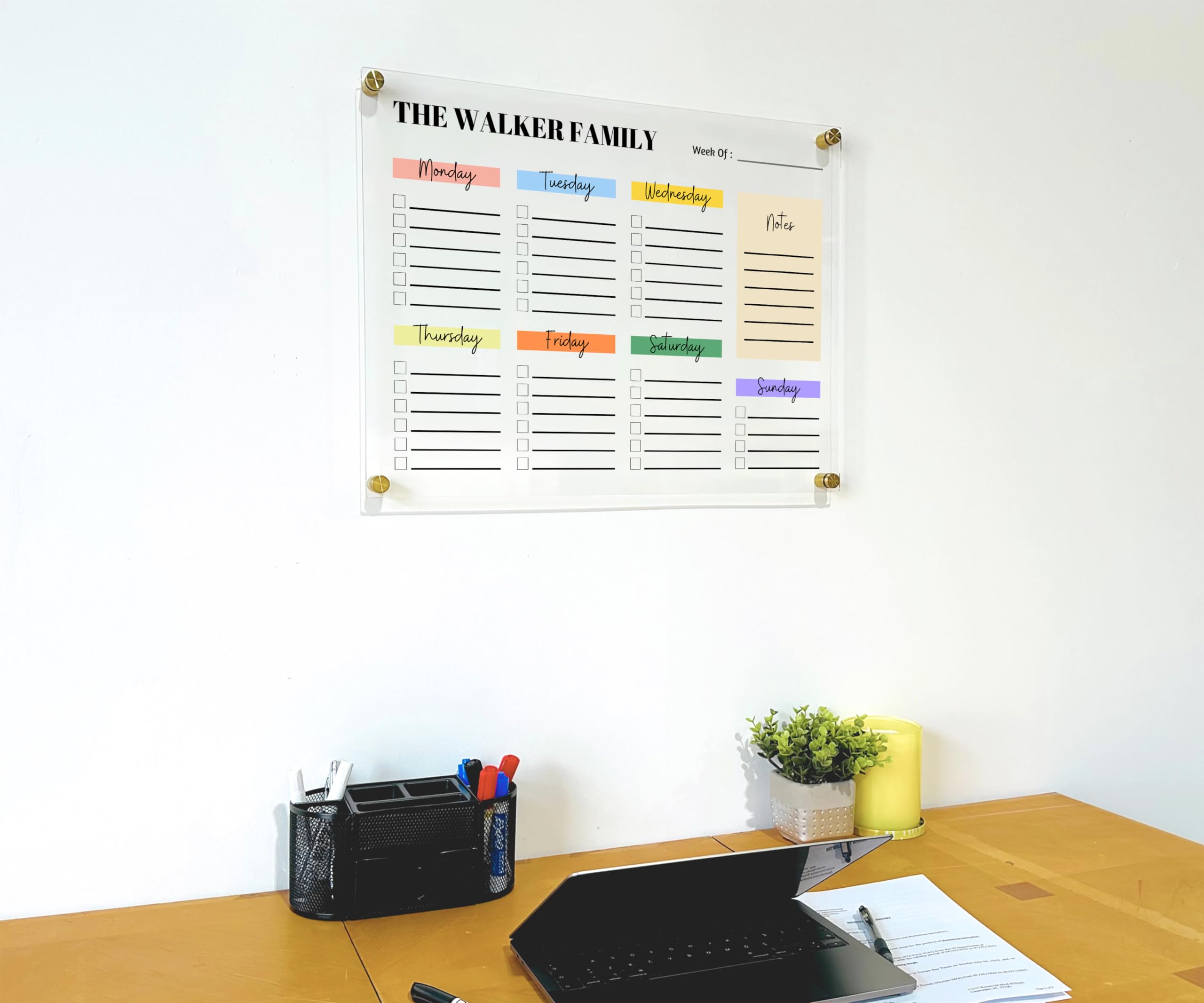 Personalized Acrylic Family Planner Wall Calendar 2025 - Dry Erase Monthly & Weekly Transparent Calendar for Home, Office & School Organization