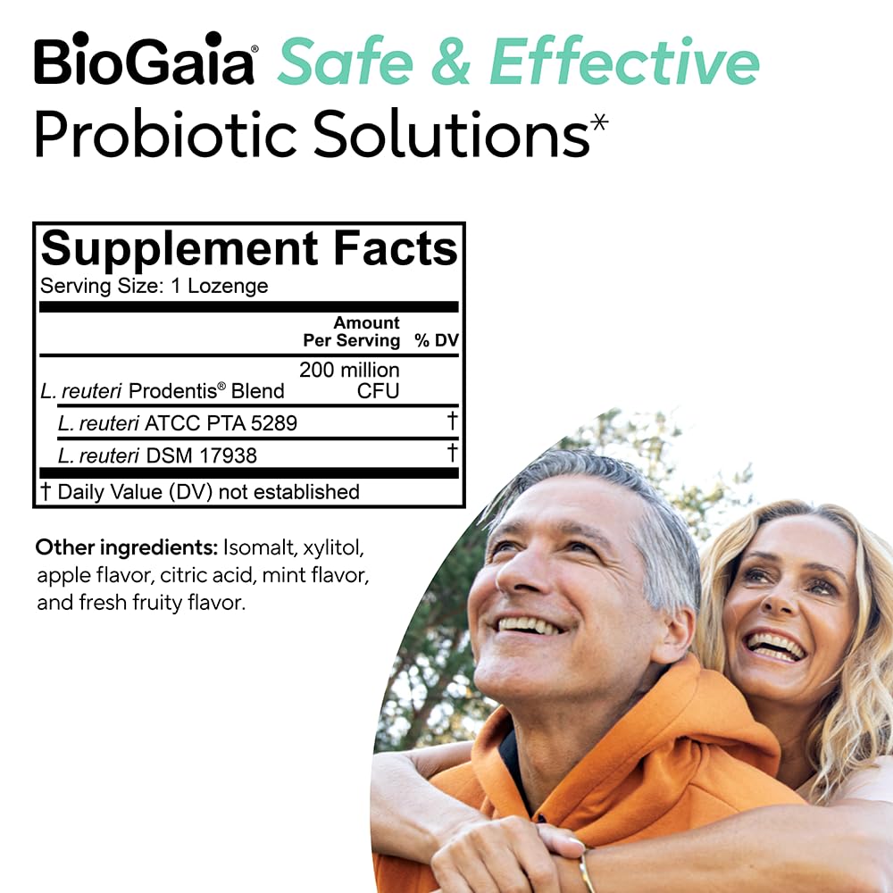 BioGaia Prodentis 3-Pack Dental Probiotic Lozenges - Apple Flavor | Supports Healthy Gums & Teeth | Oral Microbiome Balance | 90-Day Supply | Ideal for Daily Oral Care & Travel Use