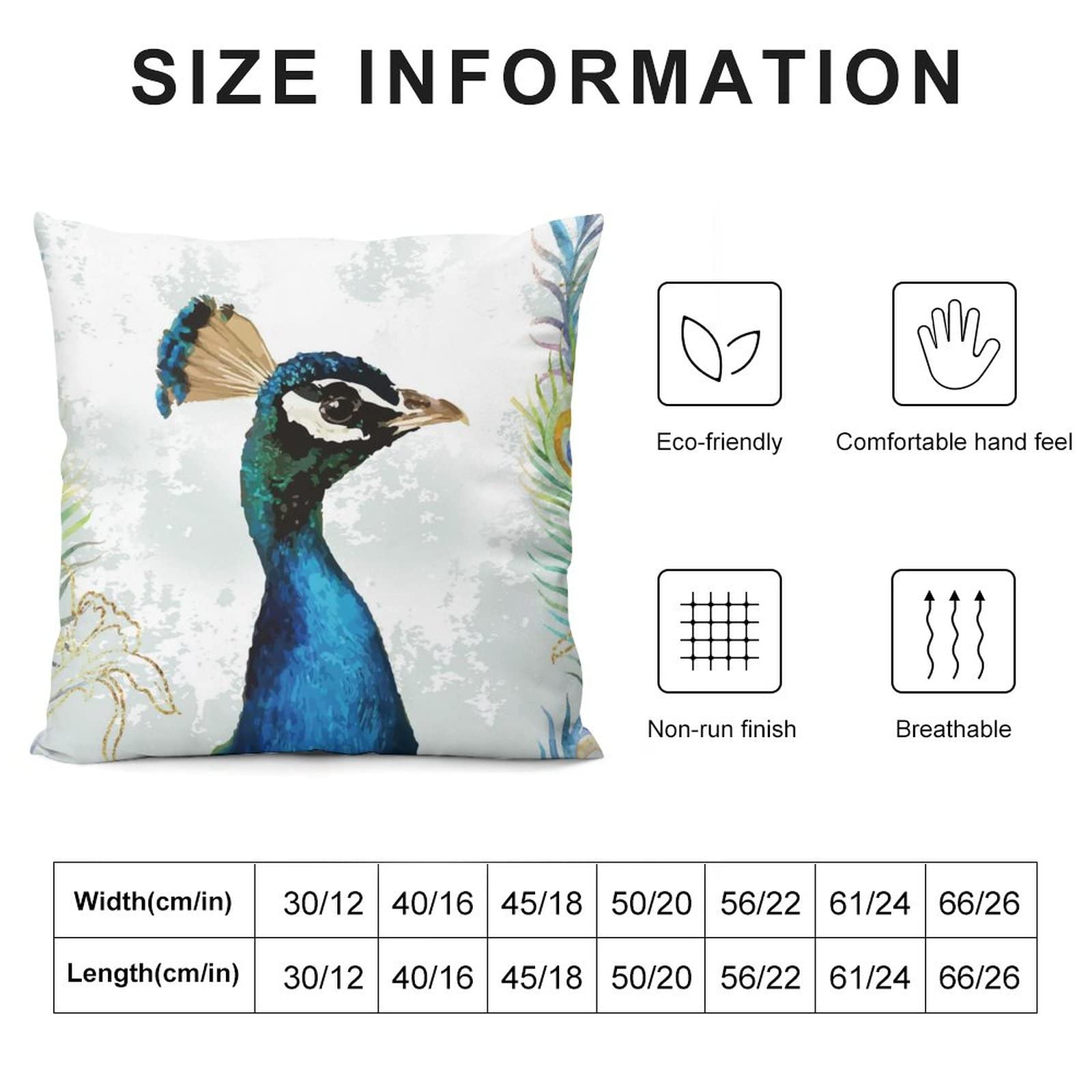 20x20 Inch Peacock & Magnolia Velvet Throw Pillow Cover with Zipper - Decorative Square Cushion Case for Sofa, Bed, Couch, Car - Perfect for Home Decor, Living Room Accent, and Gift Giving