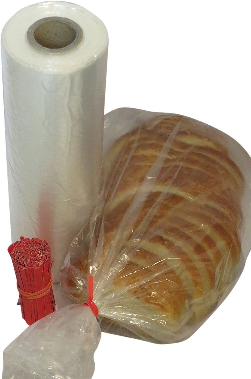 Clear Plastic Bread & Grocery Bags on Roll 12x20 Inches - 350 Bags per Roll with Free Twist Ties | Perfect for Bakery, Deli, Supermarket & Food Storage
