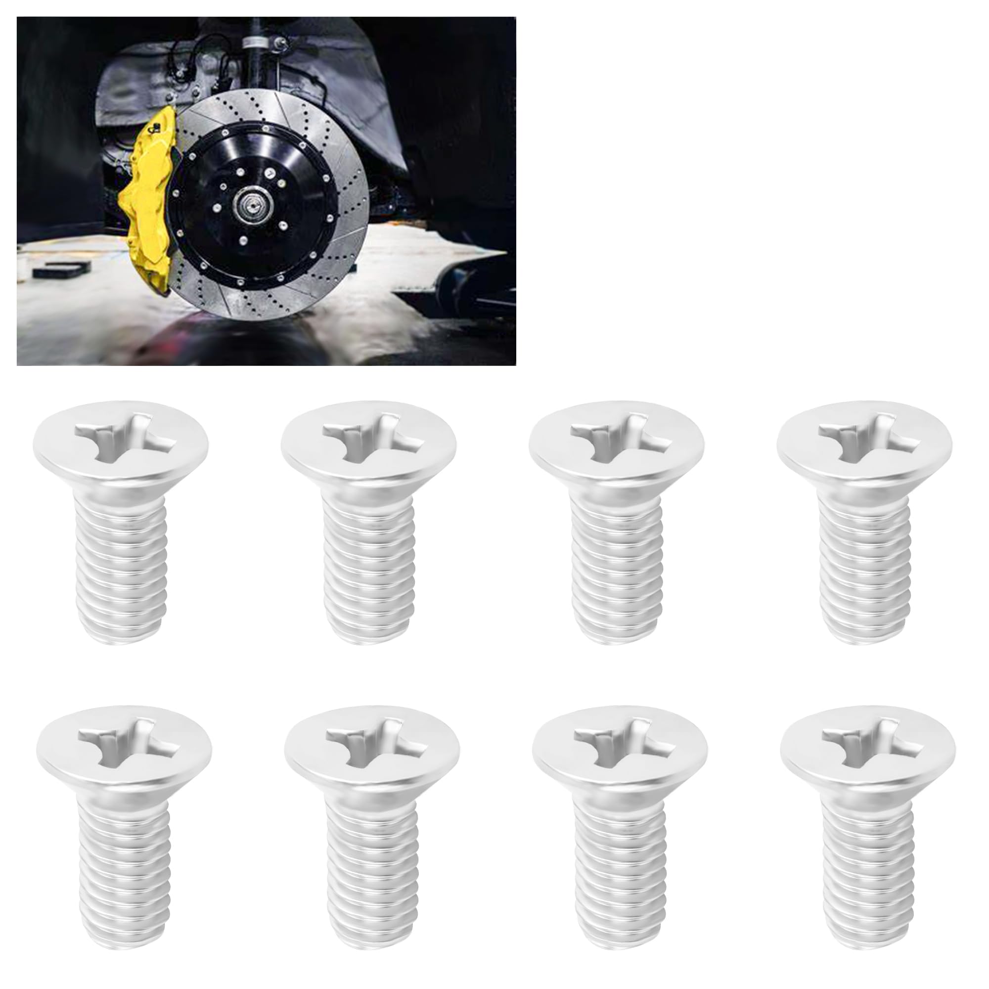 8PCS Stainless Steel Brake Rotor Screws OEM#936-000-601-40-H - Front & Rear Brake Disc Bolts for Honda Accord Civic Acura - Premium Car Accessories for Smooth Braking Performance - Perfect for DIY Brake Repair and Maintenance
