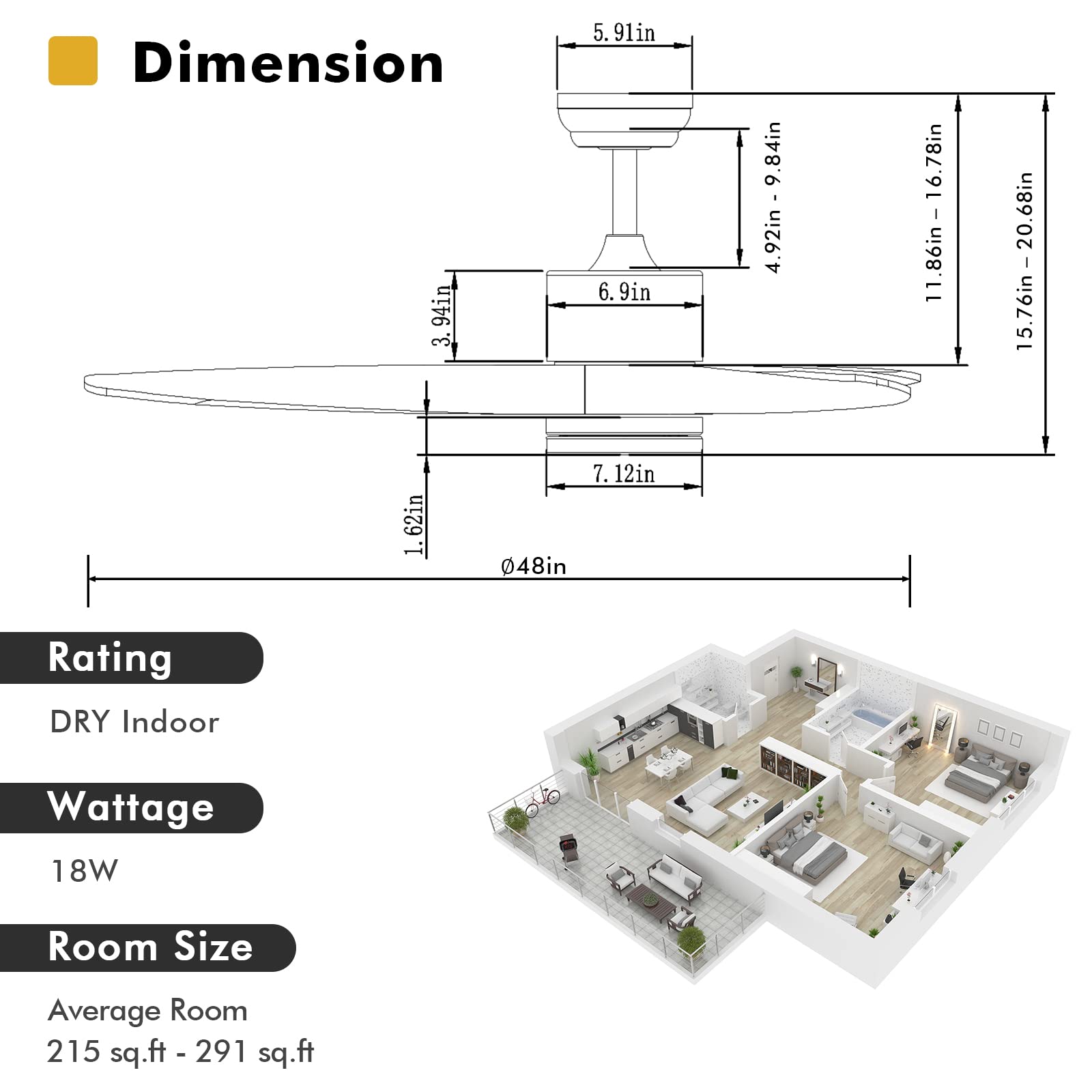 Tangkula 48 Inch Modern Ceiling Fan with LED Light & Remote Control - 6 Speed Reversible DC Motor, Ultra Quiet, 8H Timer - Perfect for Living Room, Bedroom, Office & Patio (Nickel Finish)