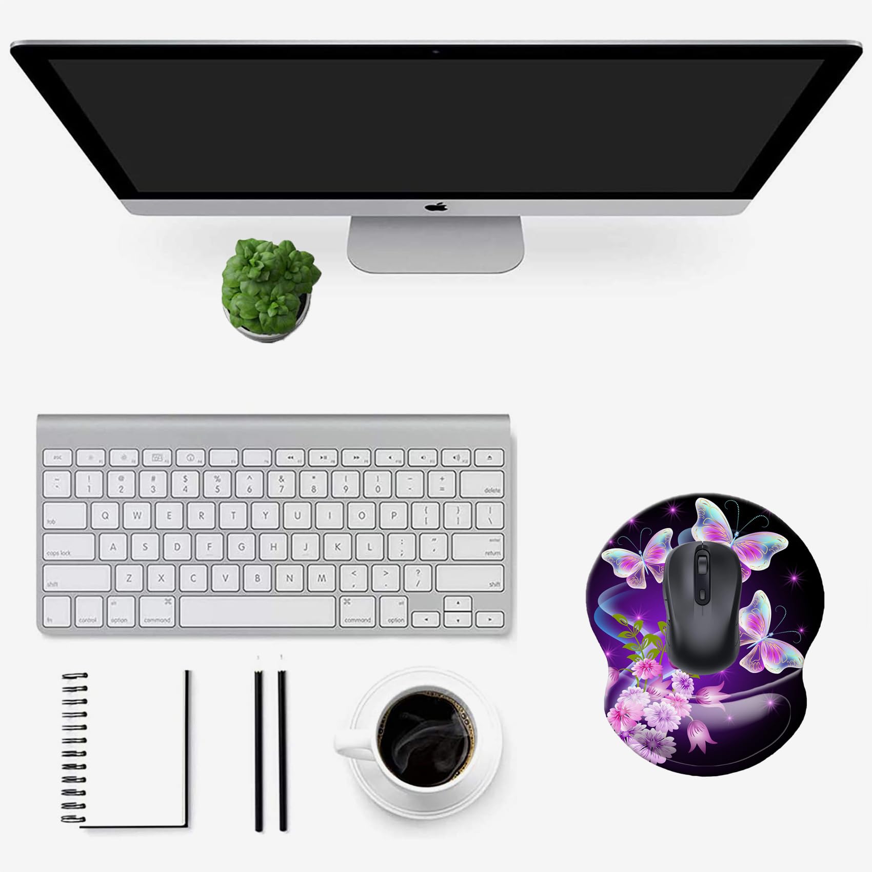 Ergonomic Mouse Pad with Wrist Support - Non-Slip Desk Mat for Office, Computer, Laptop & Mac - Comfortable & Lightweight Mousepad for Long Work Hours (DL-Butterfly) - Perfect for Gaming, Programming & Office Work