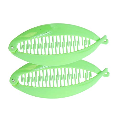 Set of 2 Green 5 Inch Banana Clip Hair Clinchers - Rounded Edge Hair Combs for Women, Girls - Perfect for Ponytails, Buns & Everyday Hairstyles