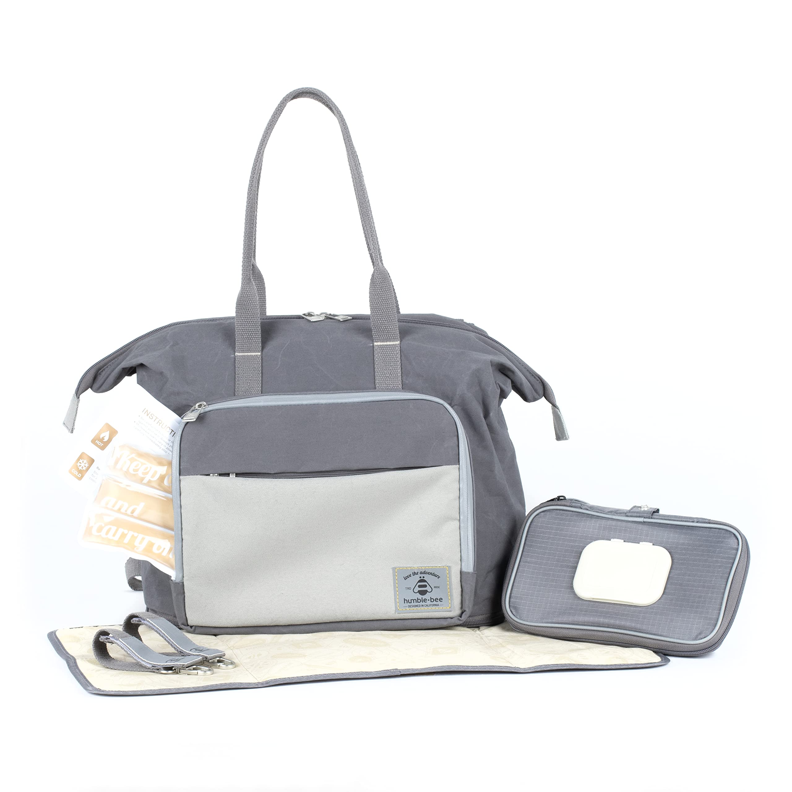 Humble Bee Expandable Diaper Bag with Large Insulated Cooler Pocket & Gel Pack - Waterproof Baby Changing Kit - Stroller Straps - Perfect for Travel, Daycare & On-the-Go Parents