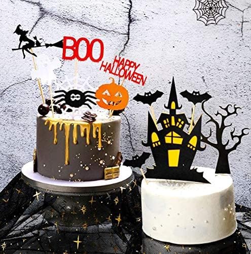 11-Piece Halloween Cake Topper Set - Haunted House, Ghost & Pumpkin Cupcake Decorations for Wizard, Ghost & Spider Parties | Perfect for Halloween Desserts, Themed Cakes & Spooky Celebrations