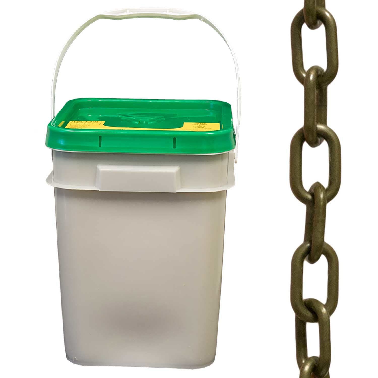 Mr. Chain Plastic Barrier Chain Pail - 3-Inch Link Diameter, 70-Foot Length (80007-P) - Khaki Gold Safety Rope for Crowd Control, Event Barriers & Construction Zones