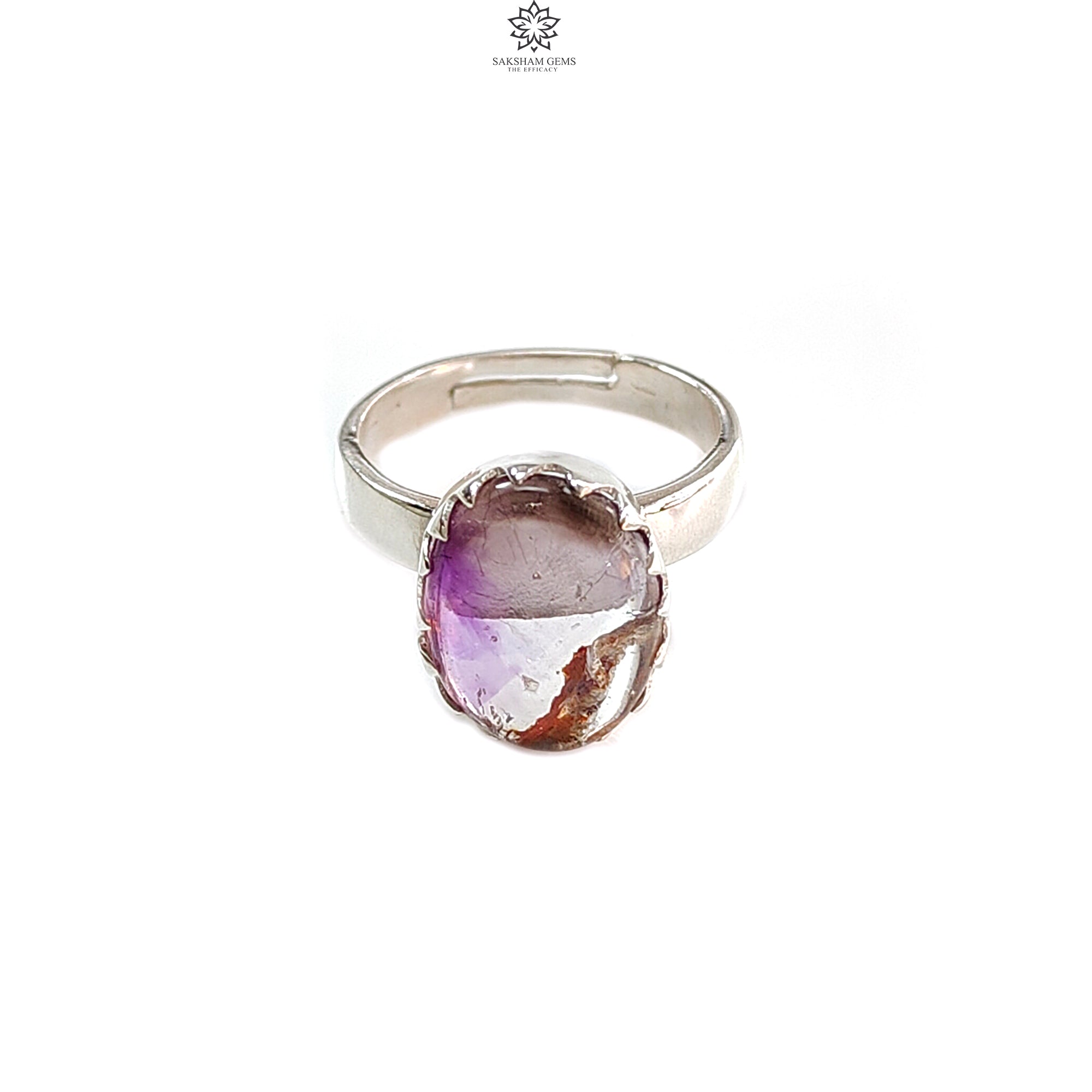 Natural Super Seven Amethyst 925 Sterling Silver Adjustable Ring | Oval Untreated Amethyst Bezel Set Jewelry | Perfect for Meditation, Healing & Spiritual Gifts (4.73g)