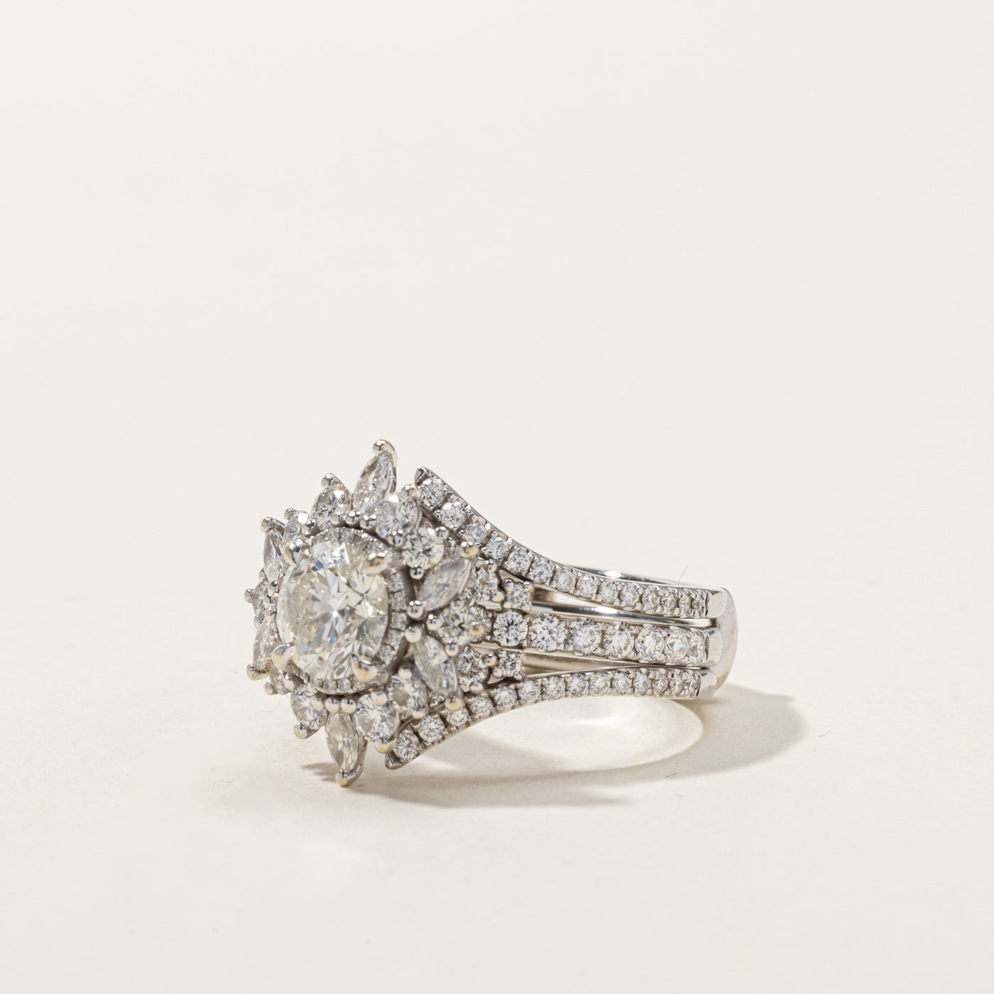 4.05ctw Cluster Diamond Wedding Ring Set for Women - Size 9.25 | Elegant Bridal Jewelry for Engagement, Anniversary & Special Occasions