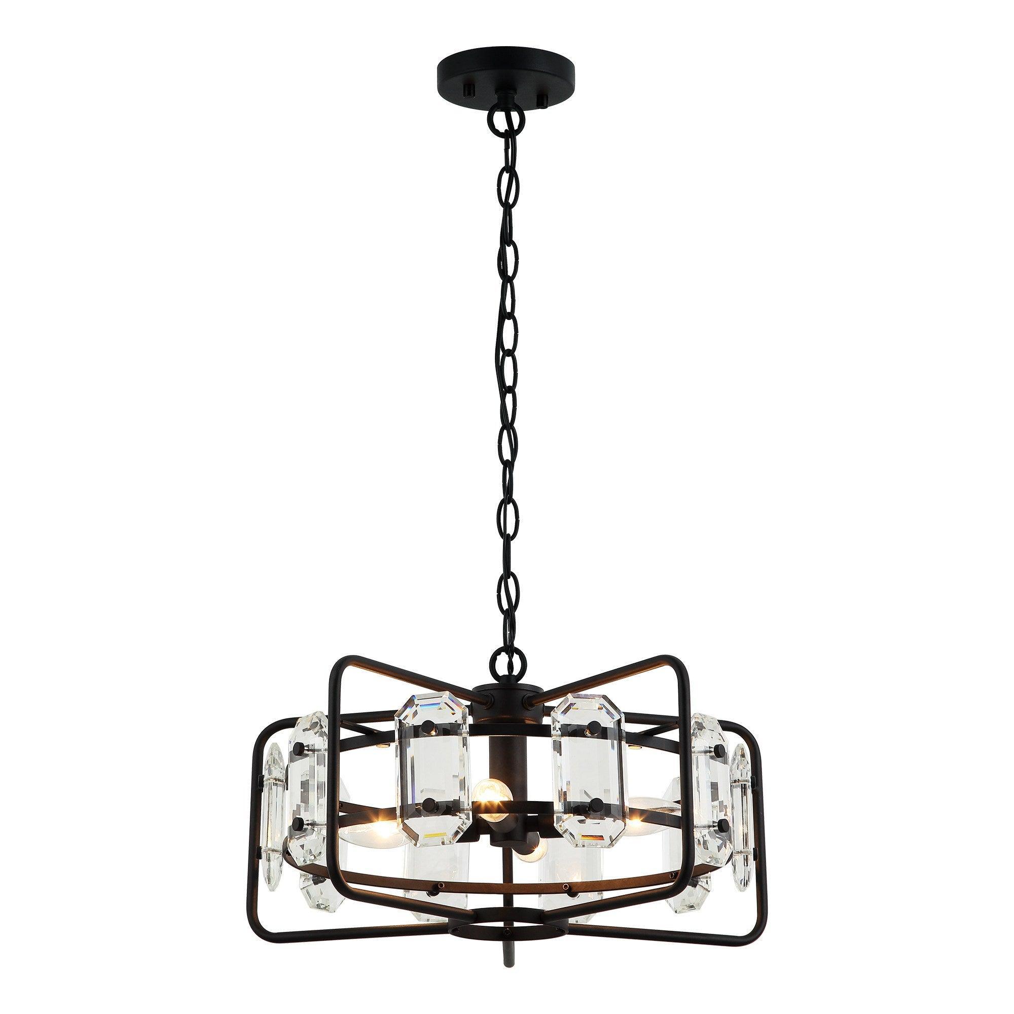 4-Light Modern Crystal Pendant Light Fixture - Gold or Black Finish - Perfect for Dining Room, Living Room, or Bedroom Ceiling Lighting