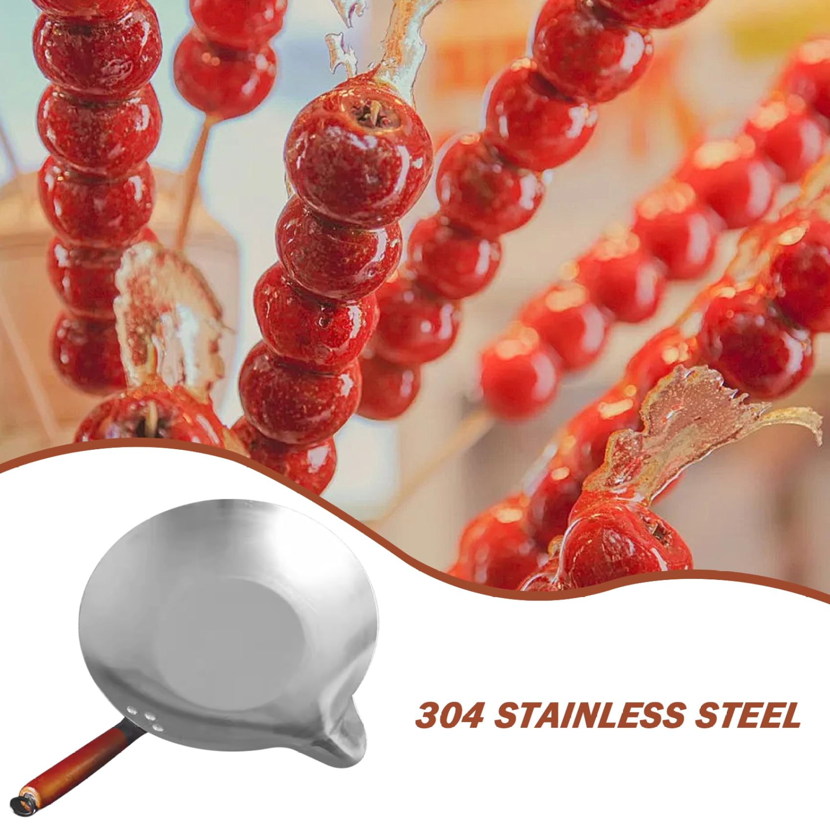 Stainless Steel Candy Melting Pot with V Spout & Heat-Resistant Handle - Cast Iron Wok for Tanghulu, Sugar Dipping & Candy Making - Perfect for DIY Desserts, Chocolate Melting & Candy Coating at Home