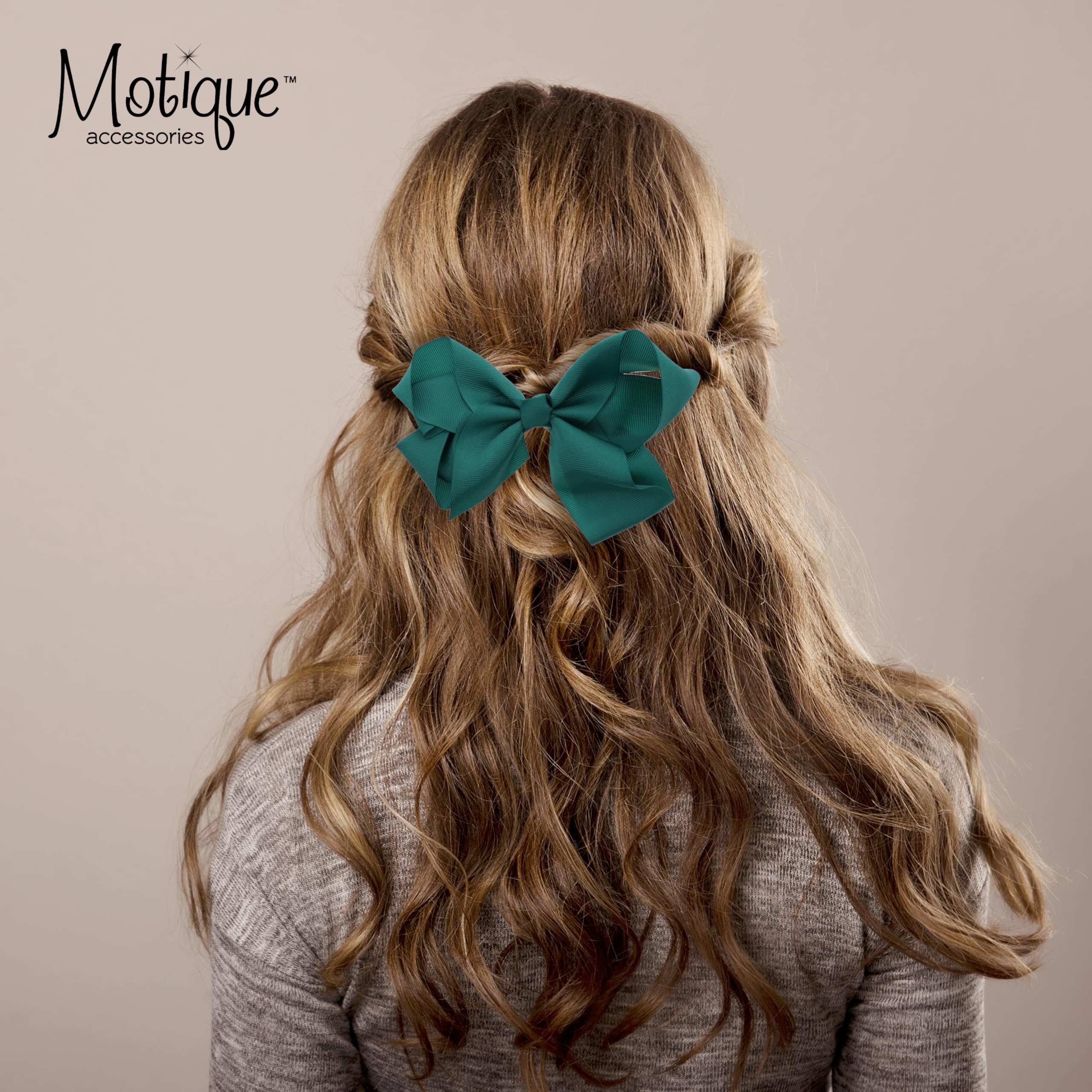 5.5 Inch Grosgrain Hair Bow Clip For Women And Girls - Hunter Green Hair Accessories For Parties, Weddings, School, And Everyday Style