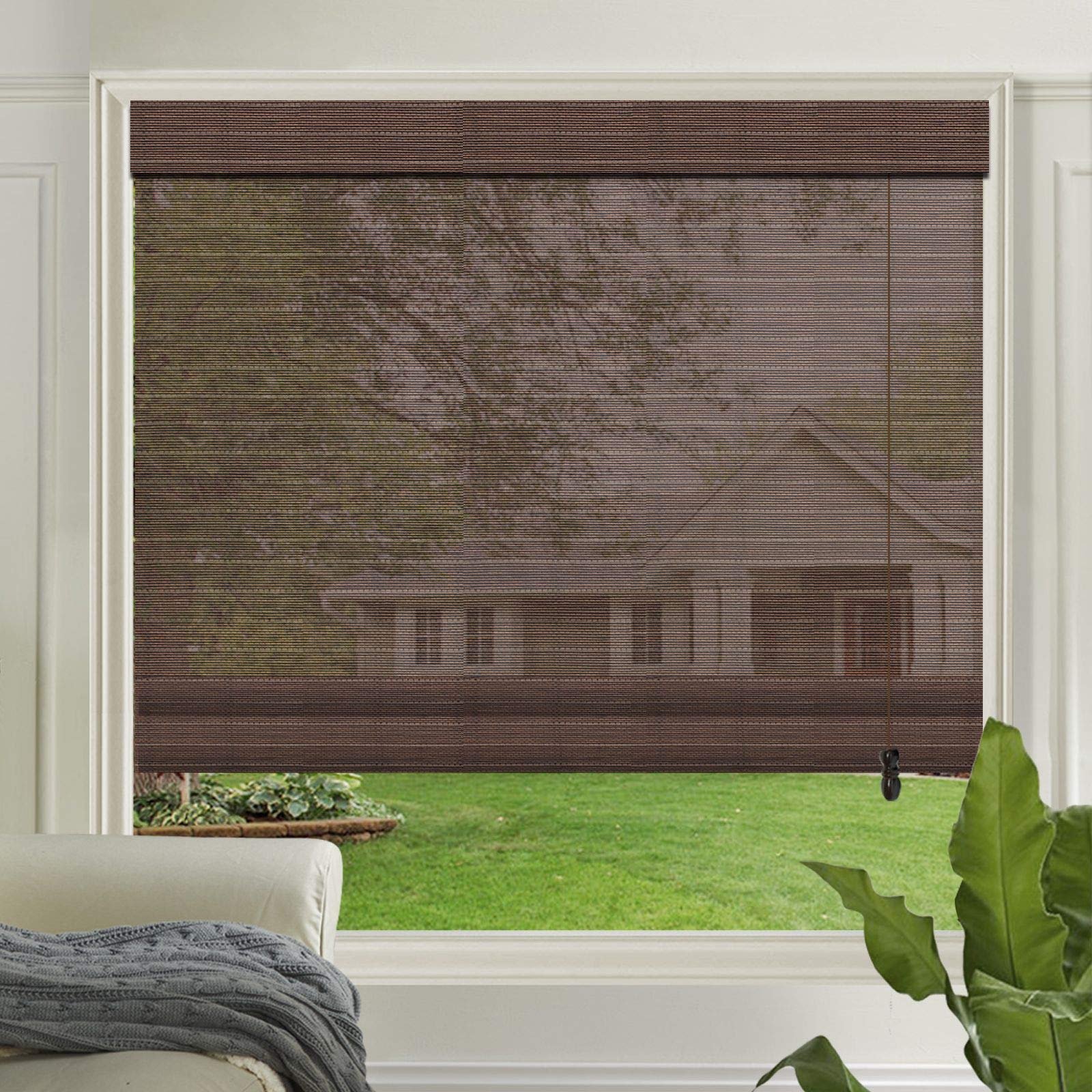 LETAU Cordless Bamboo Roman Shades - Light Filtering Wood Window Blinds for Kitchen, Office & Home Decor | Easy Installation & Privacy Solution for Indoor Spaces