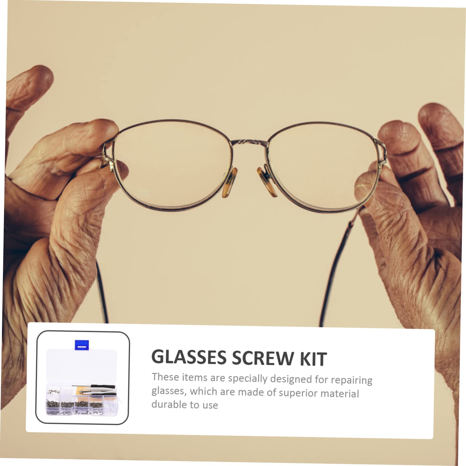 HOMSFOU 2 Pack Glasses Repair Kit with Screws, Screwdriver & Temple Accessories for Frameless & Regular Eyeglasses - Durable PP Material for Home, Office & Travel Use