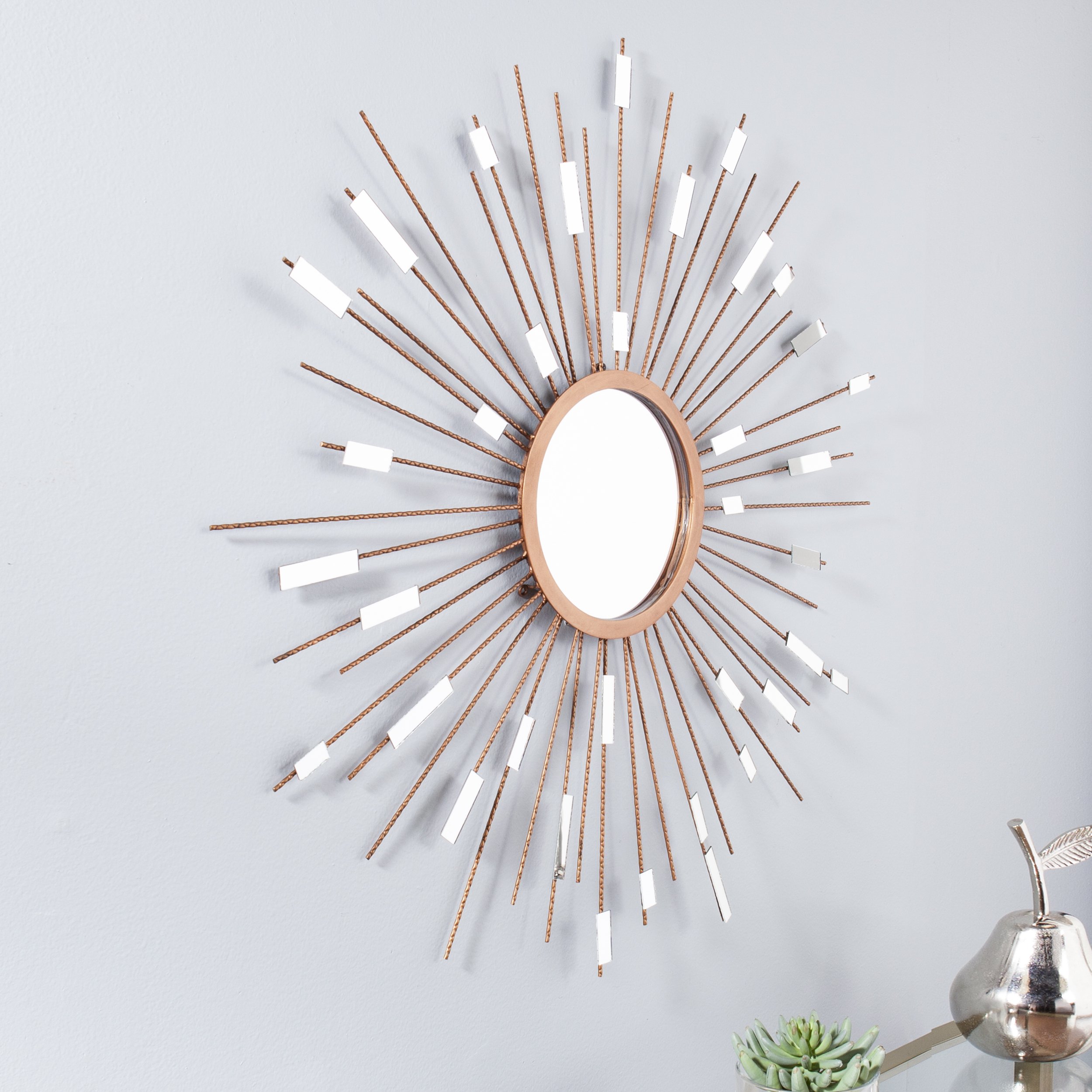 Southern Enterprises SEI Furniture Starburst Mirrored Wall Sculpture - Art Deco Sunburst Wall Decor - Modern Mirror Wall Art for Living Room, Bedroom & Entryway Décor