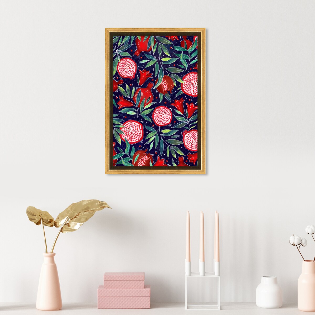 Blooming Tropical Flowers Framed Canvas Wall Art - White Cabin & Lodge Decor for Kitchen, Living Room, Bedroom | Nature-Inspired Home Decor & Gift Idea