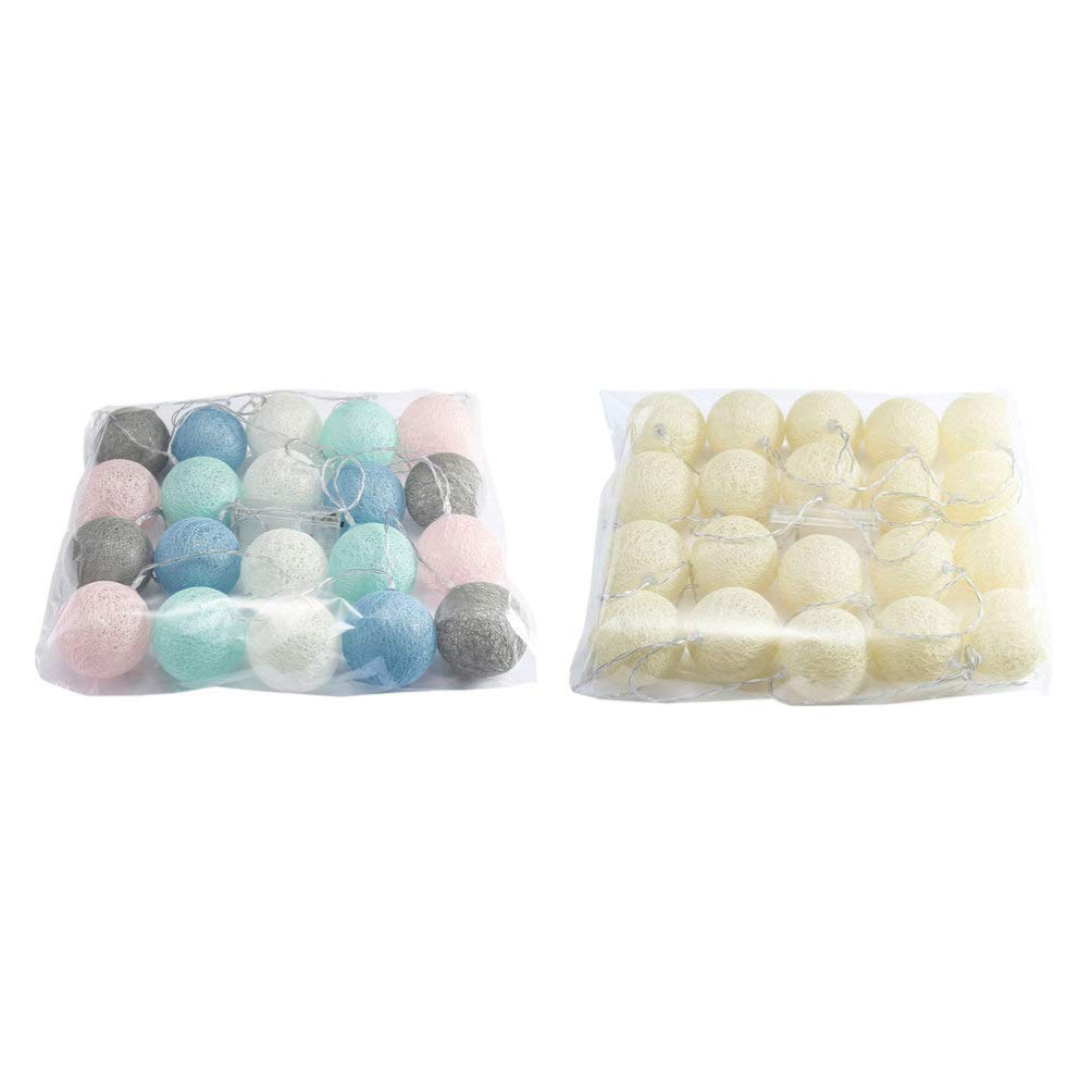 Garneck 2-Pack 20ft Cotton Ball String Lights - Waterproof LED Fairy Lights for Outdoor & Indoor Decor, Bedroom, Garden, Party, Wedding (Warm White) | Perfect for Patio, Backyard, Christmas Tree & Home Ambiance Lighting