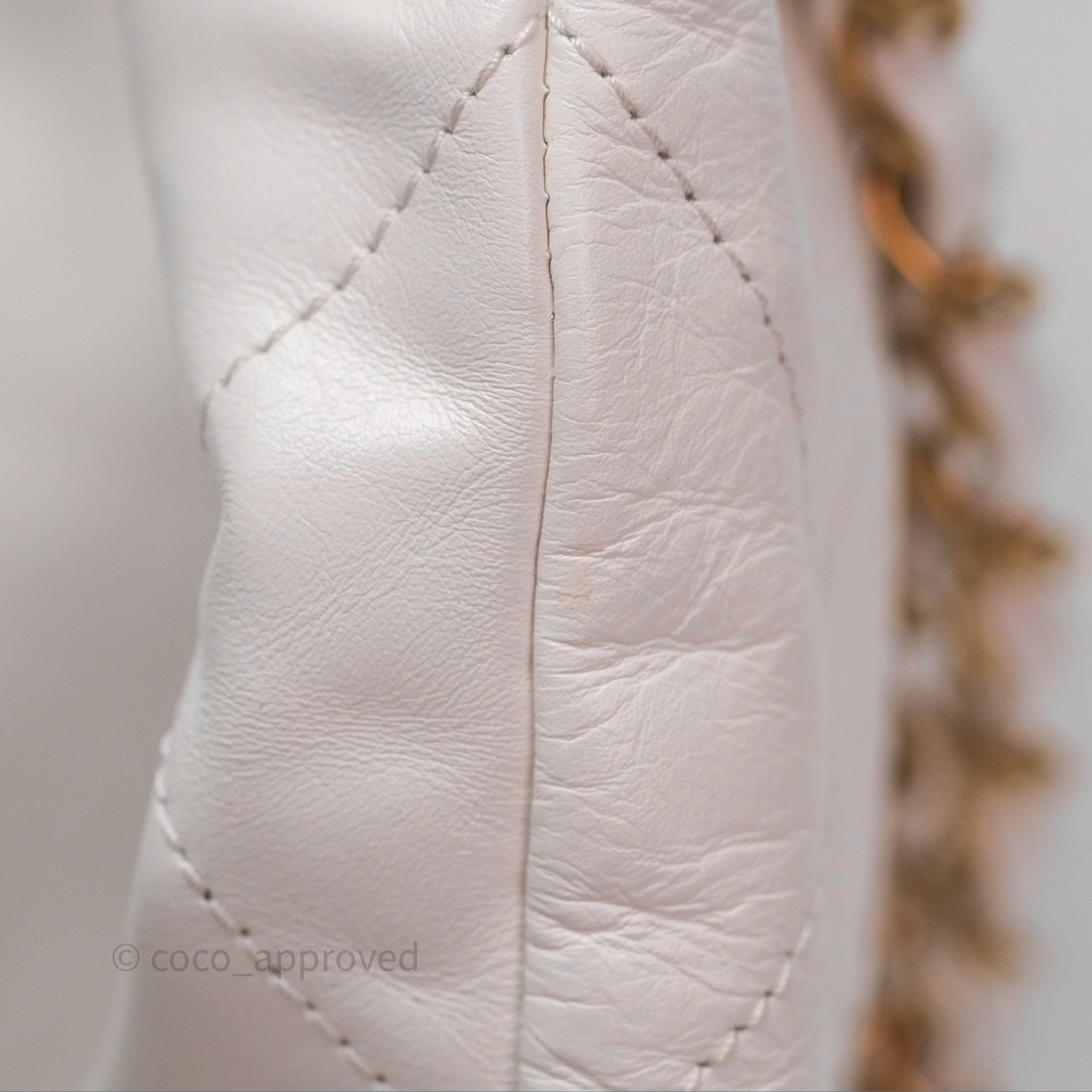 Chanel 22 Small White Shiny Calfskin Bag with Aged Gold Hardware - Luxury Crossbody Purse for Women, Perfect for Date Night & Special Occasions