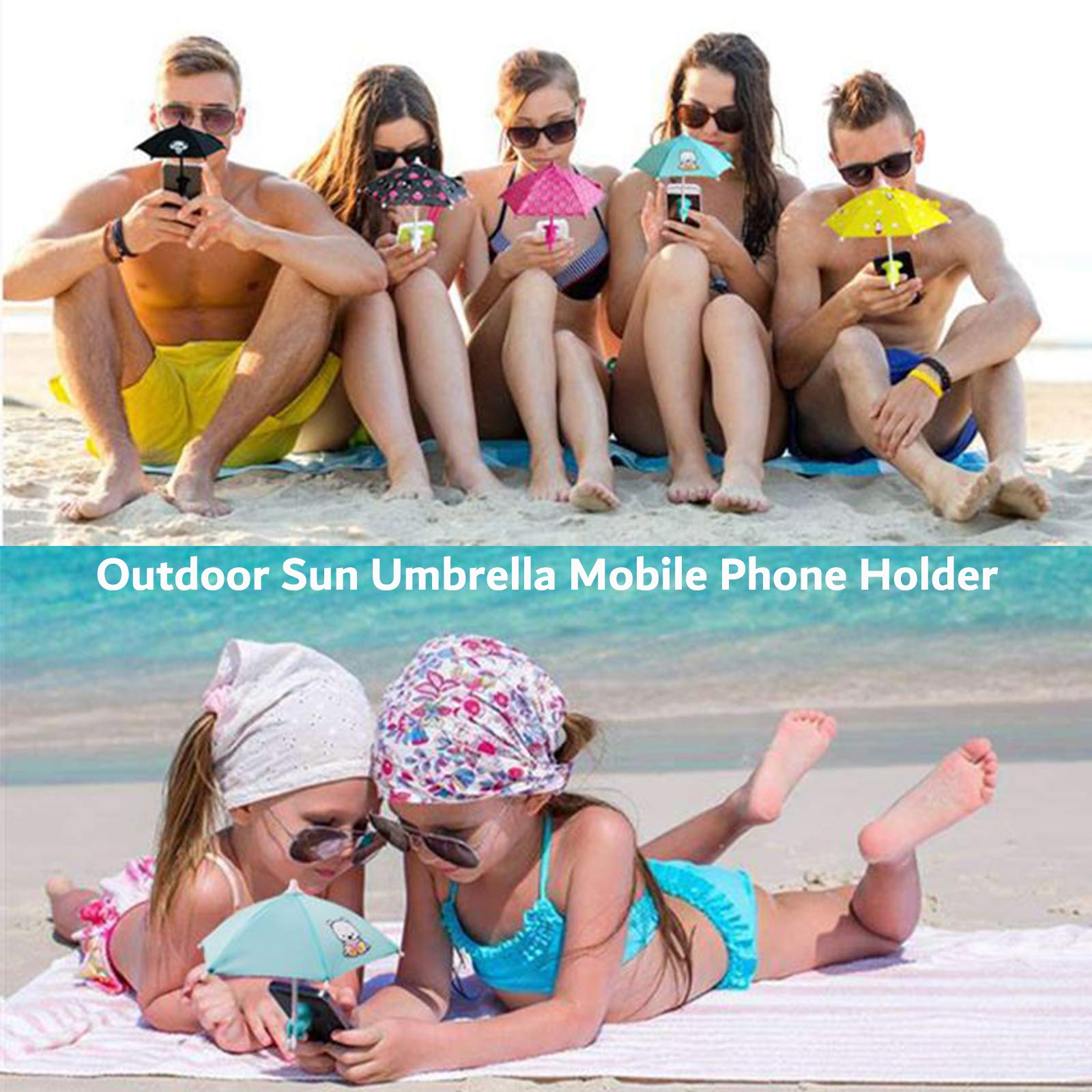Universal Adjustable Phone Umbrella with Suction Cup Stand - Sun Shade Cover for Outdoor Smartphone Protection | Perfect for Beach, Poolside, and Summer Activities