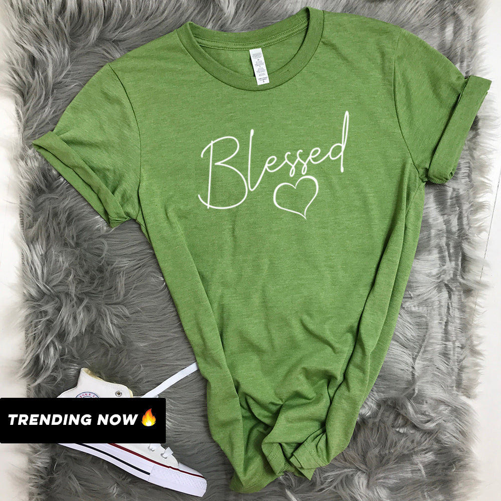 Blessed Heart Graphic T-Shirt for Men - Trendy Christian Faith Apparel - Perfect for Church, Worship & Everyday Wear