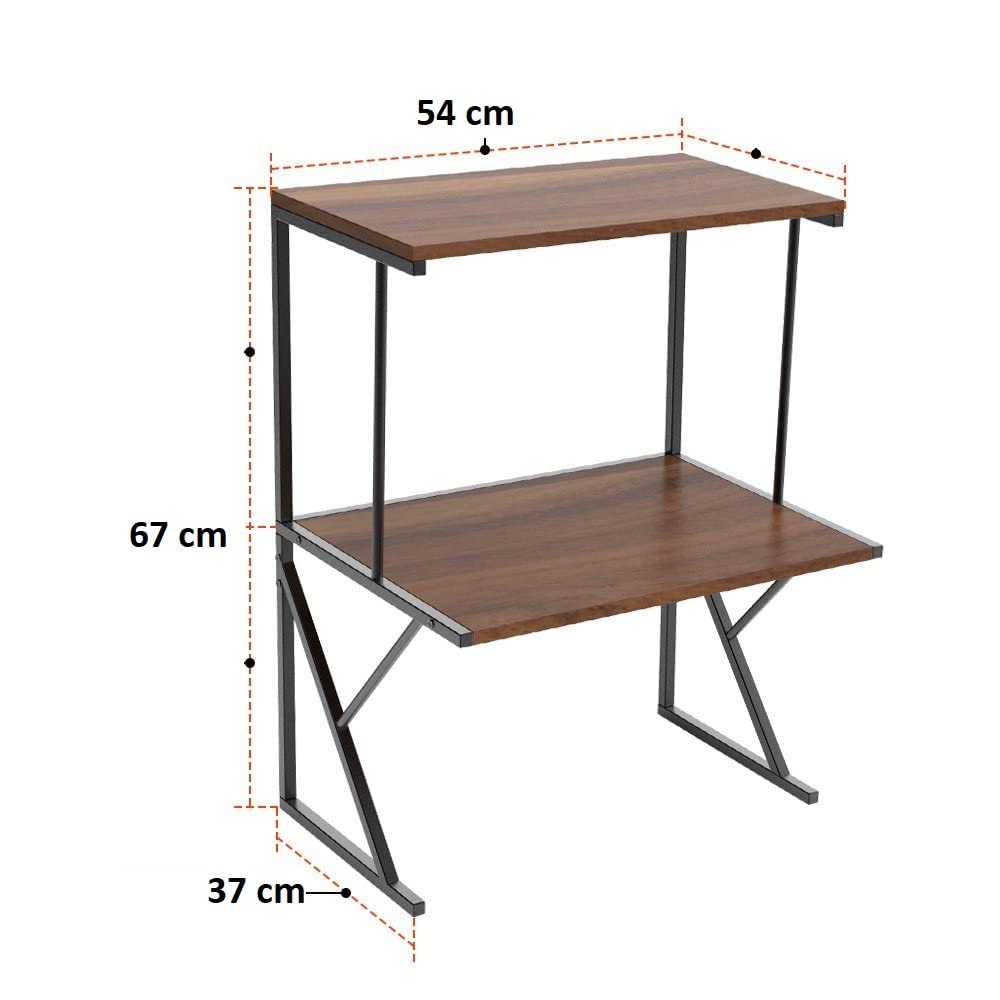 Umi 2-Tier Metal & Wood Microwave Oven Rack Stand - Space-Saving Kitchen Organizer for Spices, Toaster & Grill (Black & Walnut Brown, 21.3x14.6x26.4in) - Perfect for Small Kitchens & Countertop Storage