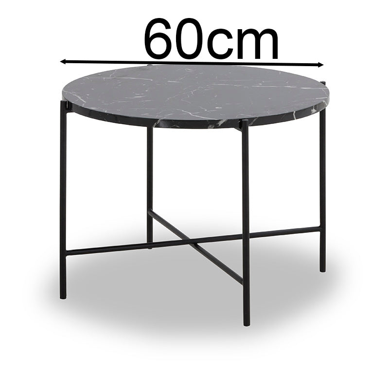 JADEN Large Side Table - 60cm Modern End Table in Black & White for Living Room, Bedroom & Office Decor