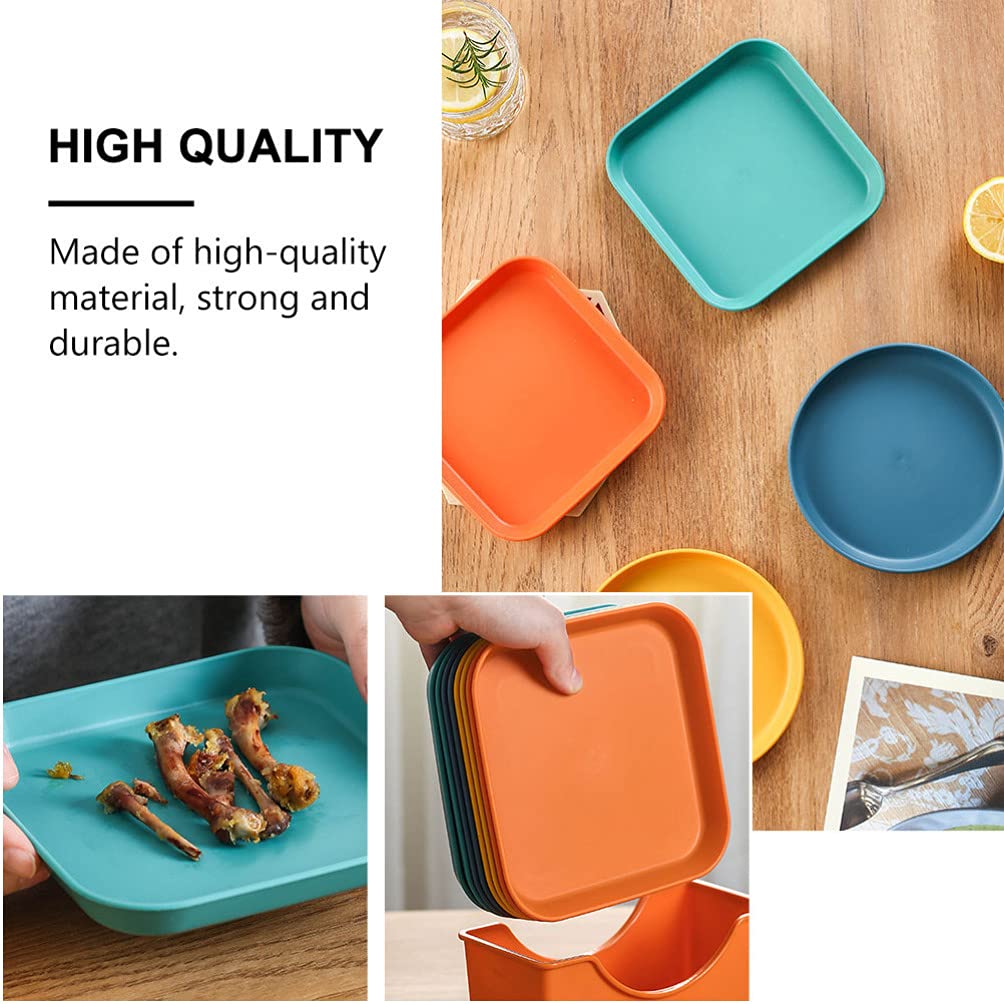 DOITOOL 8-Piece Clear Square Wheat Straw Plates - Eco-Friendly Small Food Trays for Pasta, Snacks, Pickles & Serving | Dishwasher Safe PP Plastic Tableware for Parties, Picnics & Home Dining