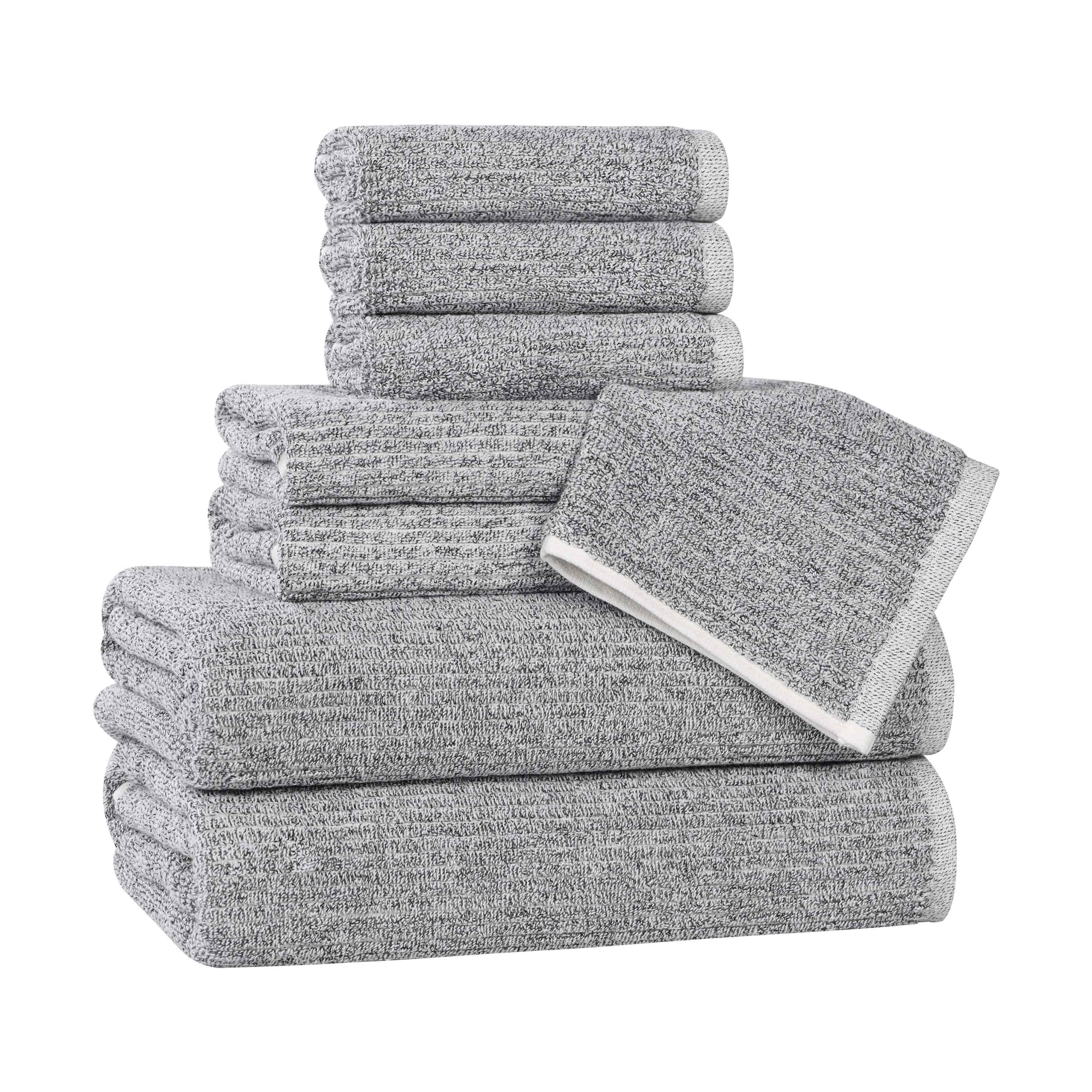 Premium 8-Piece Cotton Blend Ribbed Towel Set - Soft, Absorbent & Durable Bath Towels for Spa, Gym, and Luxury Home Use