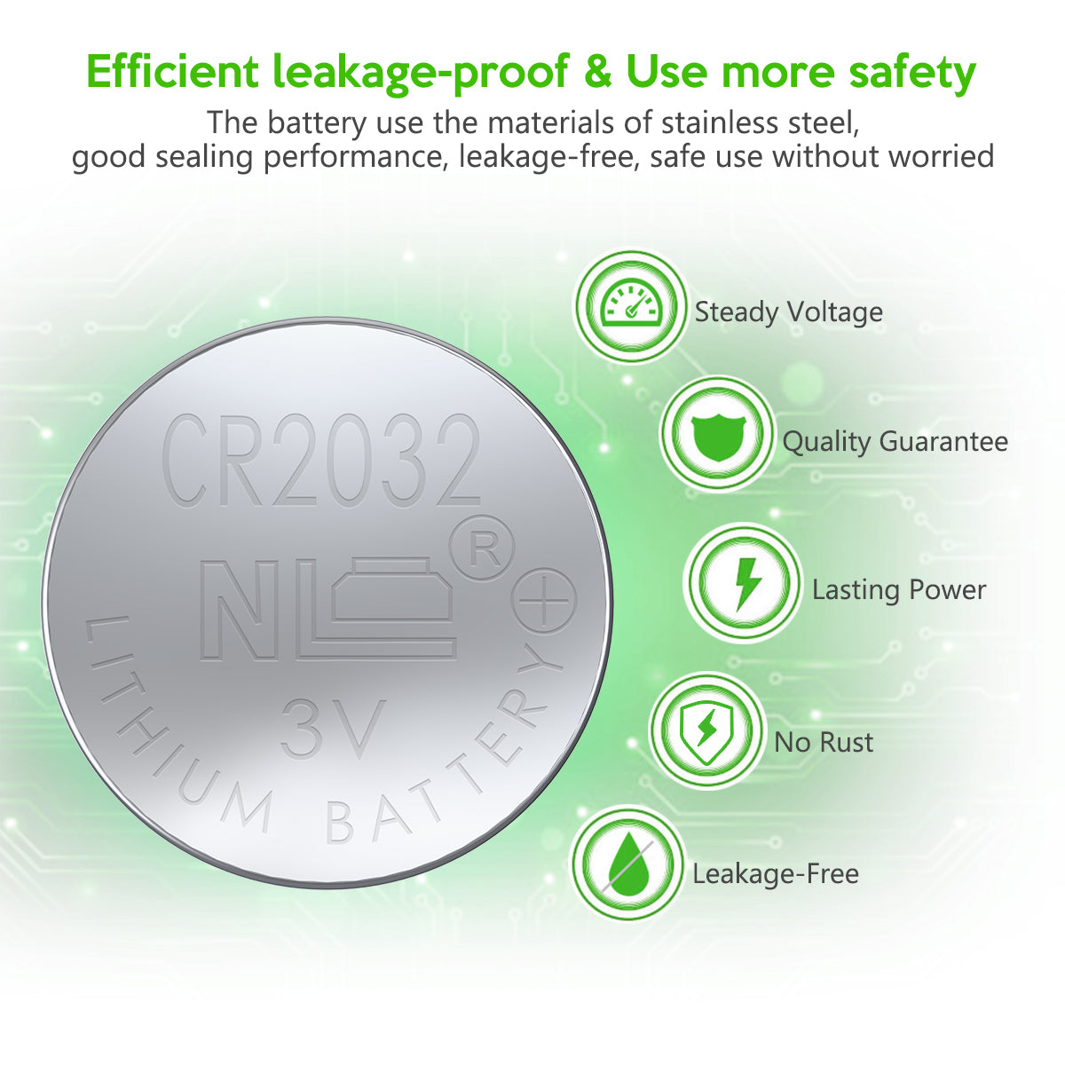 EBL CR2032 3V Lithium Coin Battery - Long Lasting Power for Watches, Key Fobs, Calculators & Medical Devices