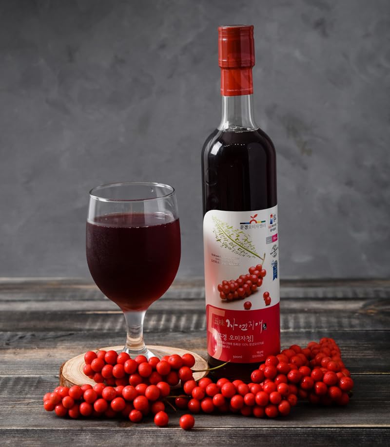 Premium Korean Schisandra Berry Omija Cheong Extract 16.9 oz (500ml) - 100% Natural Syrup Juice with Halal, ISO22000 & HACCP Certification - Great for Cocktails, Tea & Health Drinks