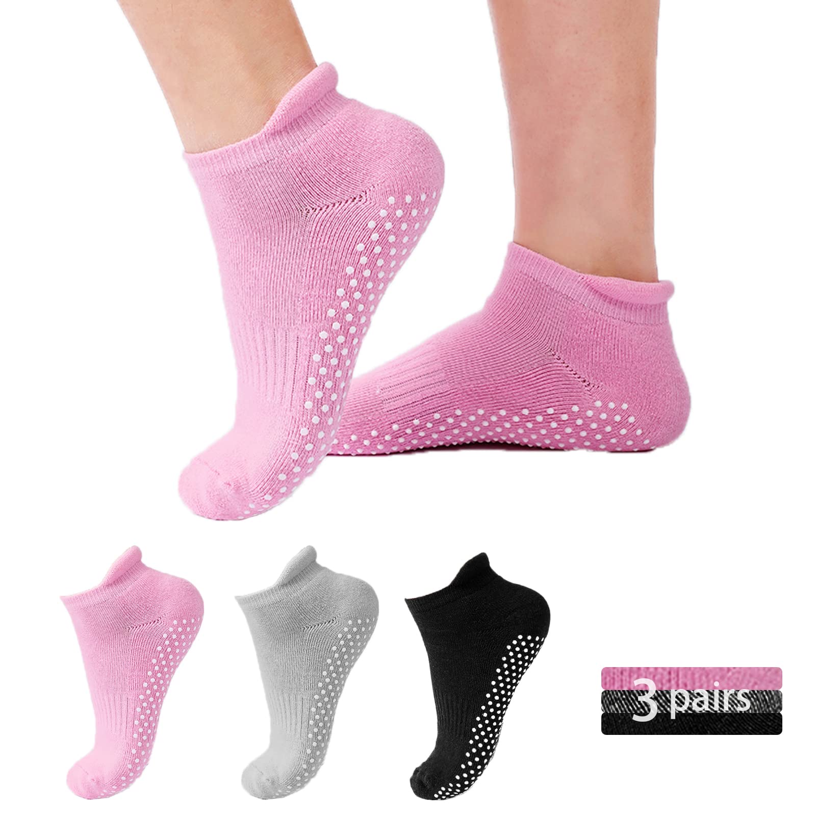 Non-Slip Yoga Socks for Women - Anti-Skid Pilates & Hospital Socks with Grip Dots - Perfect for Yoga, Pilates, Nursing & Home Use