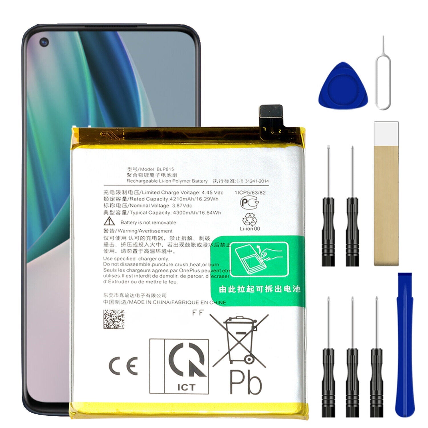 Original Battery Replacement for OnePlus Nord N10 5G BE2029 BLP815 - Compatible with Tools - Long Lasting Power for Gaming, Streaming & Daily Use