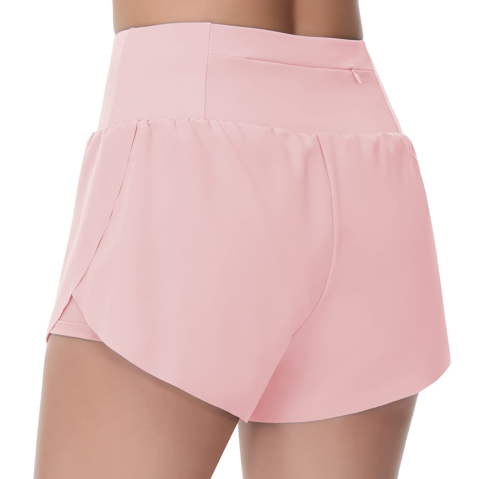 THE GYM PEOPLE Women's High Waist Quick Dry Running Shorts with Mesh Liner & Zipper Pockets - Breathable Workout Shorts for Tennis, Gym, Yoga & Outdoor Activities