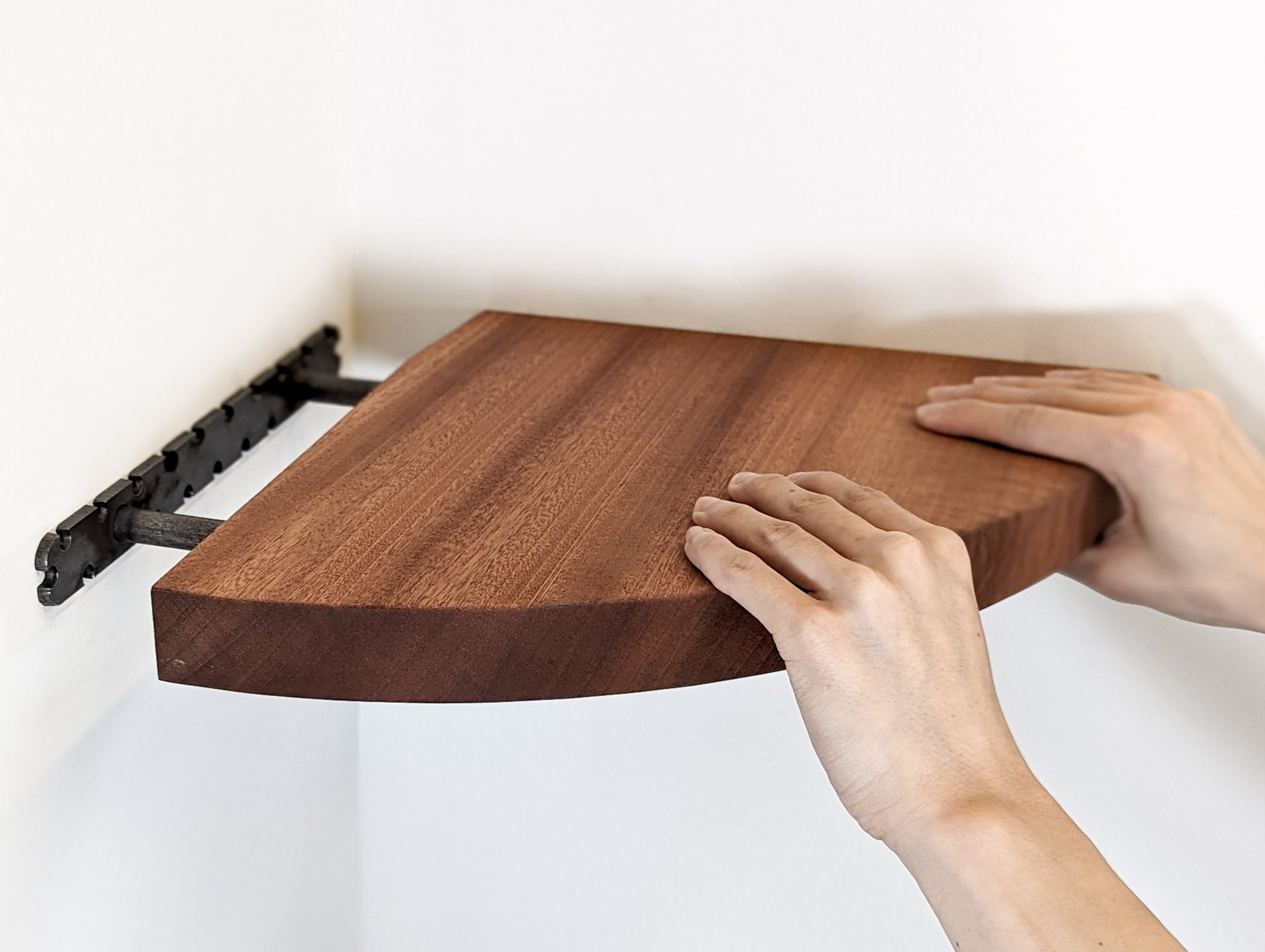 Floating Corner Shelf with Round Edge - Solid Oak Wall Mounted Shelf for Bathroom, Kitchen, or Living Room Storage & Decor