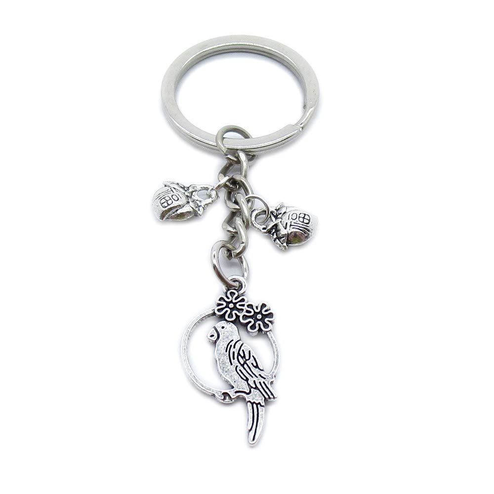 100 Pcs Bulk Keychain Charms - Parrot & Peach Blessing Keyring Jewelry Clasps for DIY Crafts, Party Favors & Gift Accessories