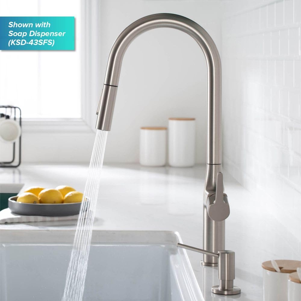 KRAUS Oletto Tall Modern Pull-Down Single Handle Kitchen Faucet - Spot Free Stainless Steel (KPF-3101SFS) | High Arc Design for Deep Sinks, Perfect for Washing Large Pots & Vegetables