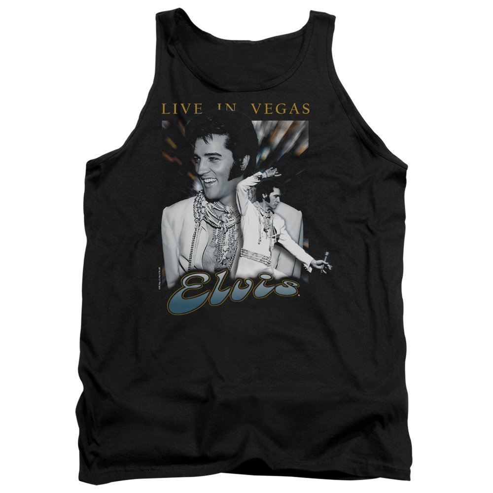 Elvis Presley Black Tank Top - Vintage Vegas Concert T-Shirt for Men & Women - Perfect for Music Fans, Concerts & Retro Fashion