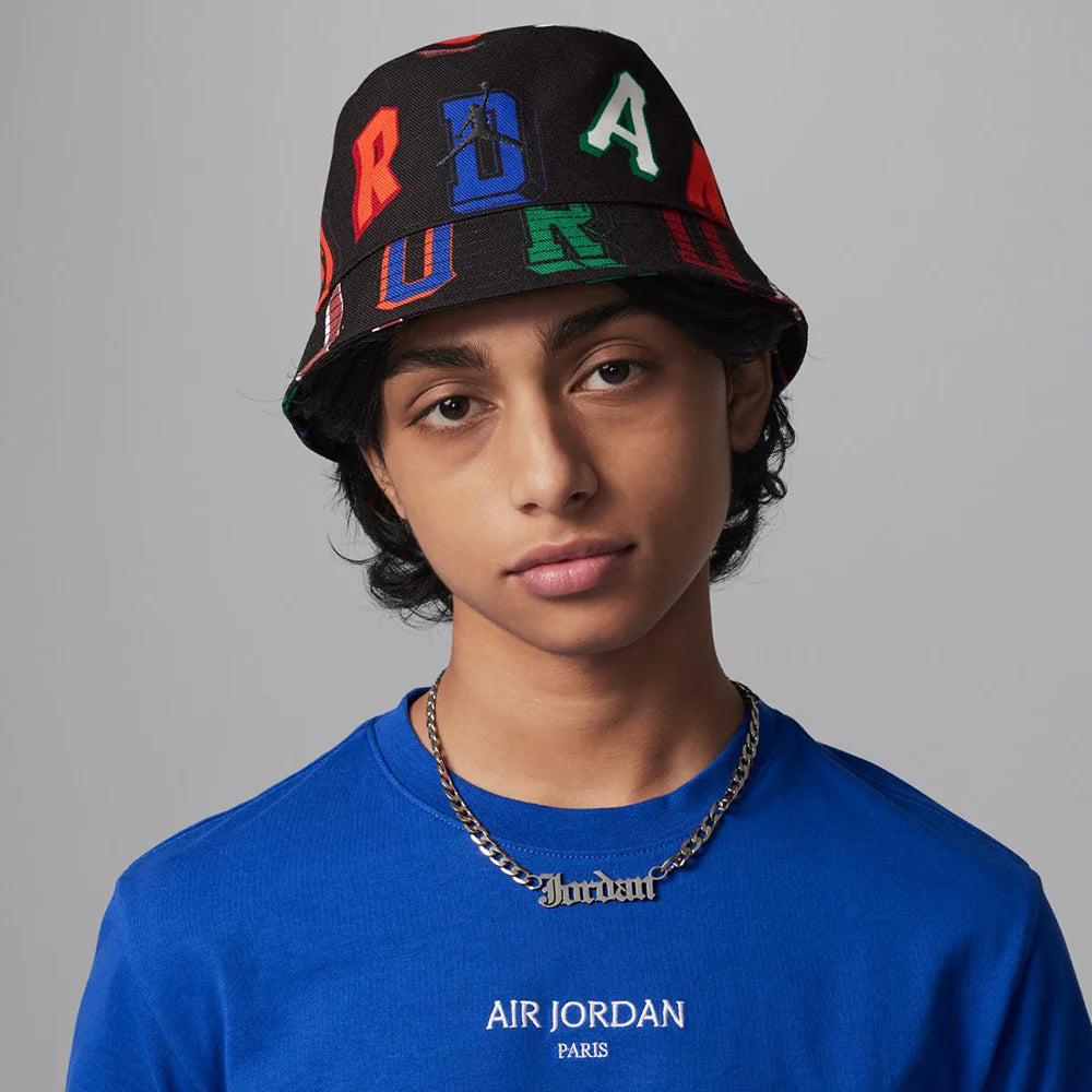 Jordan Kids' Signature Bucket Hat for Boys & Girls - Adjustable Sun Hat for Outdoor Sports, Beach, Hiking - Black Cotton Baseball Cap
