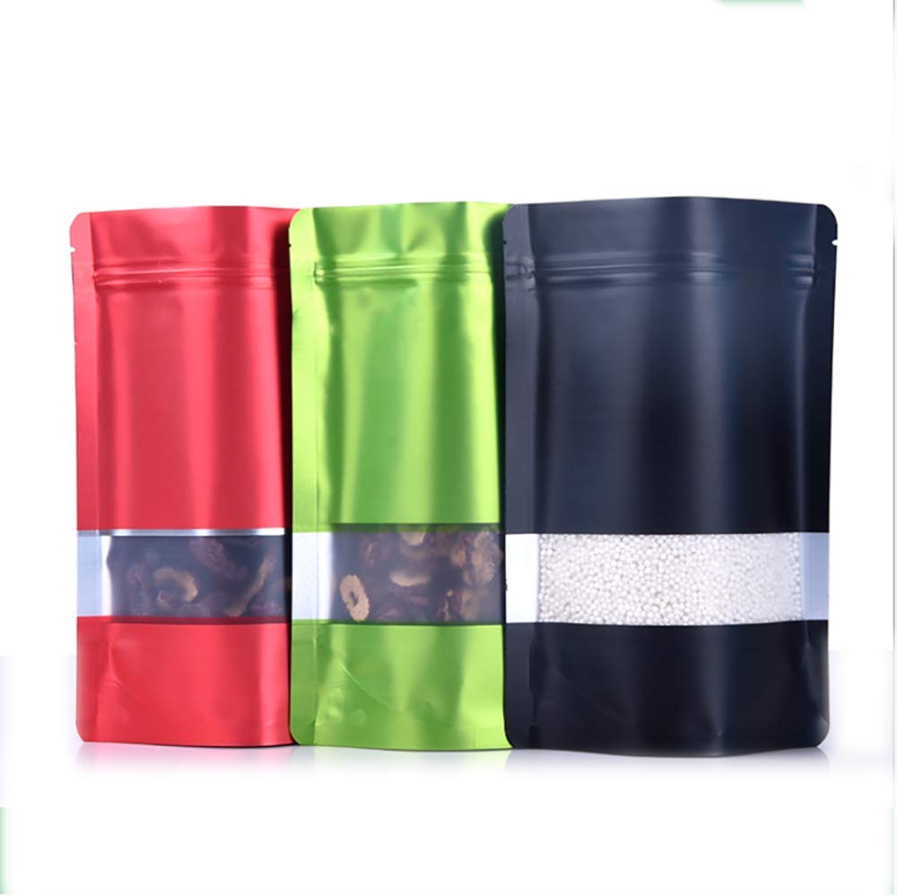 100 Matte Smell Proof Stand Up Ziplock Bags with Resealable Zip Lock - 15x22cm (6x8.6