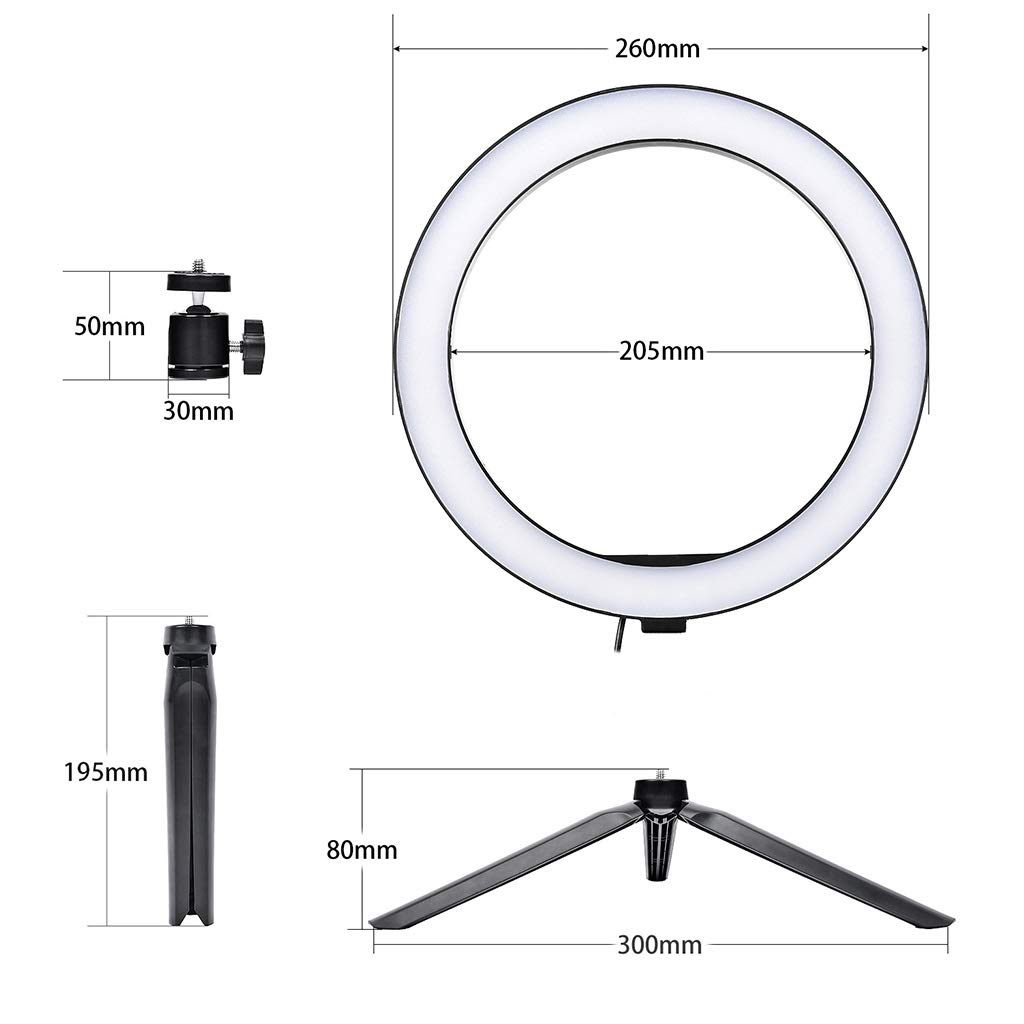 Dimmable LED Ring Light with Tripod Stand & Phone Holder - 3 Color Modes, 360° Adjustable Angle for Makeup, Live Streaming, YouTube Videos, TikTok Content Creation & Photography (Compatible with iPhone/Android)