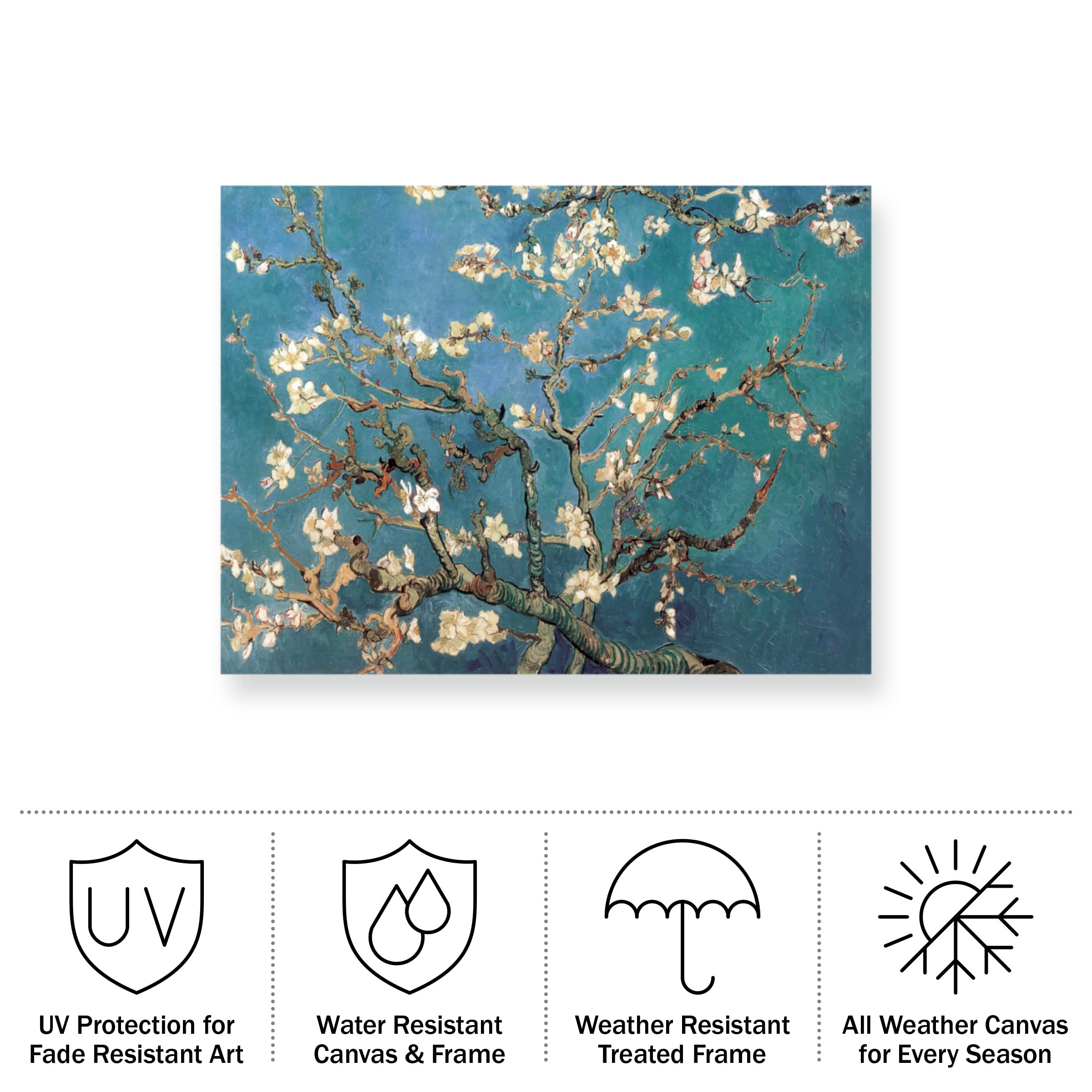 Vincent van Gogh 'Almond Blossoms' Waterproof Canvas Wall Art - Perfect for Outdoor Patio, Garden, and All-Weather Home Decor