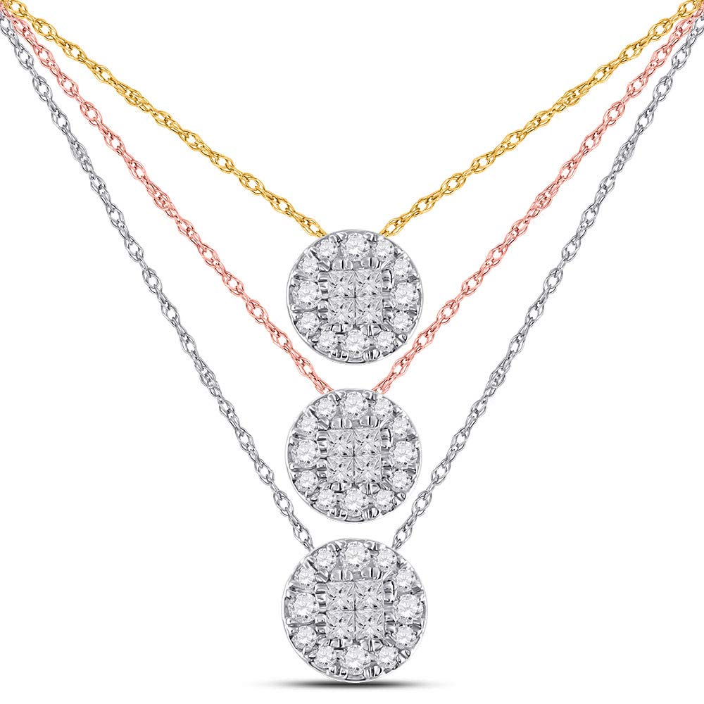 14K White Gold Women's Princess Diamond Fashion Cluster Pendant Necklace - 1/4 Cttw, Elegant Gift for Anniversary, Birthday & Special Occasions