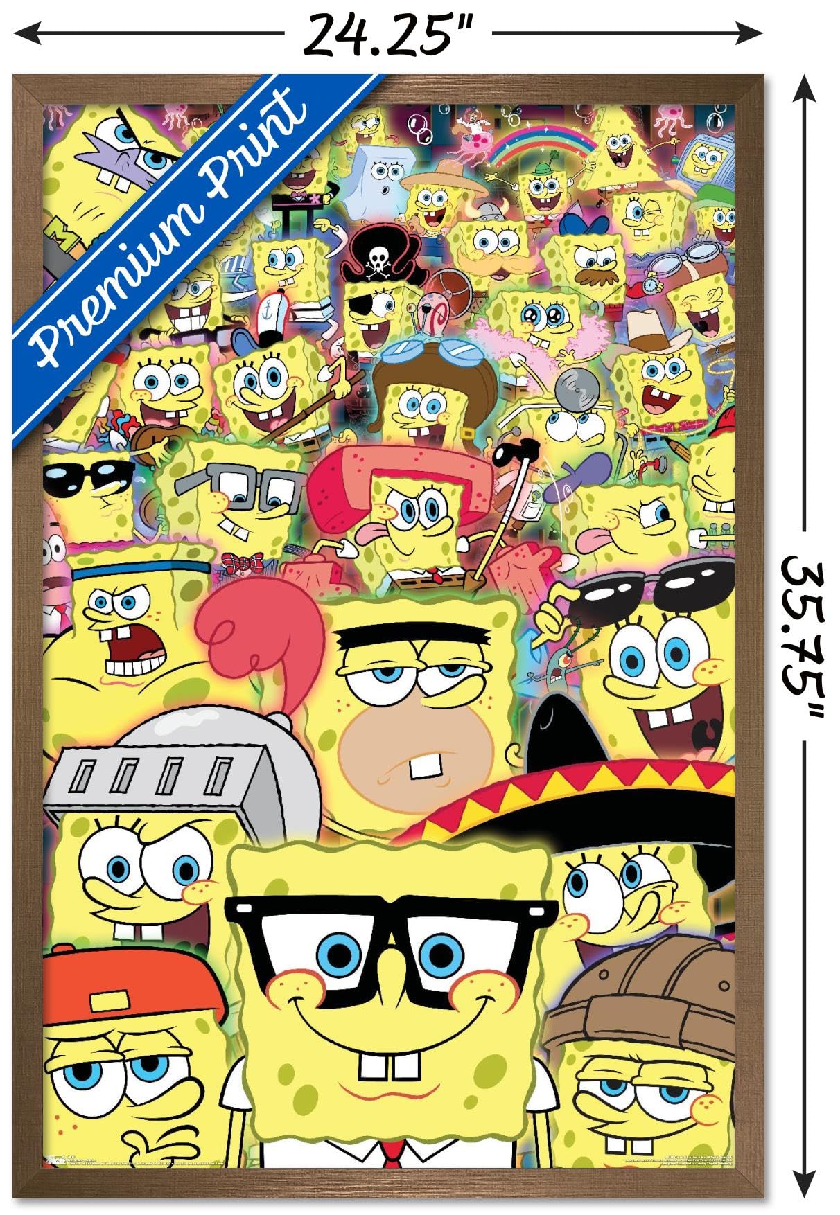 Trends International Nickelodeon SpongeBob SquarePants Disguise Wall Poster - 22.375 x 34 Inches, Bronze Framed Art Print - Perfect for Kids' Room Decor, TV Show Themed Bedroom & Cartoon Lover Gifts