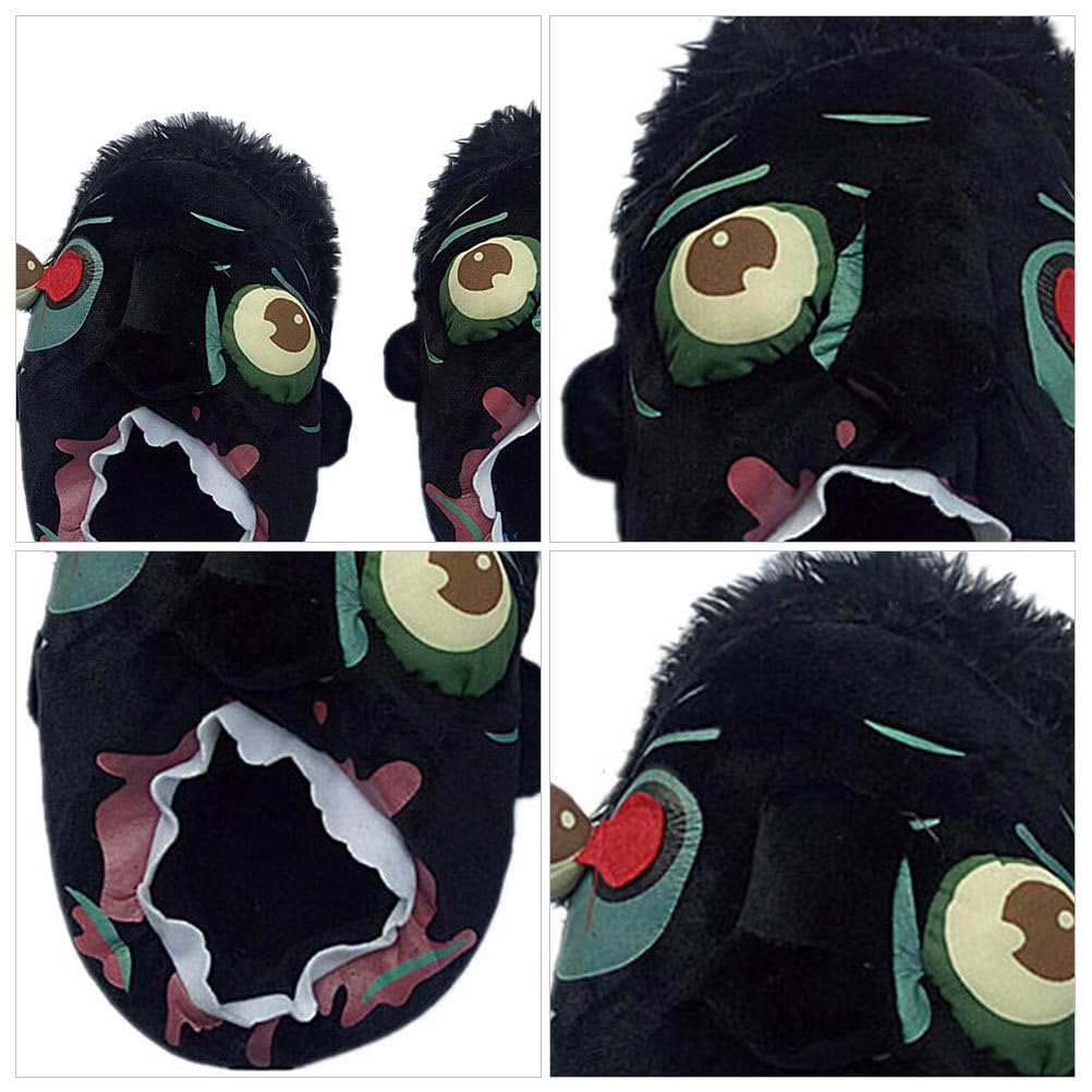 BESPORTBLE Funny Zombie Slippers for Men - Halloween Cartoon Cotton House Shoes with Anti-Slip Sole - Perfect for Halloween Parties, Cosplay & Home Wear (Black)