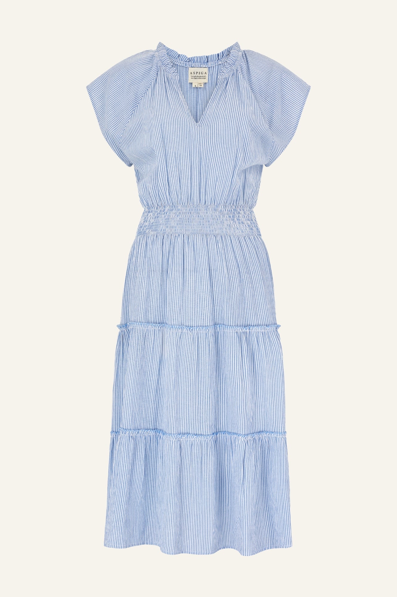 Riley Organic Cotton Dress - Striped Blue and White | Comfortable & Sustainable Women's Summer Dress for Casual Outings & Beach Vacations