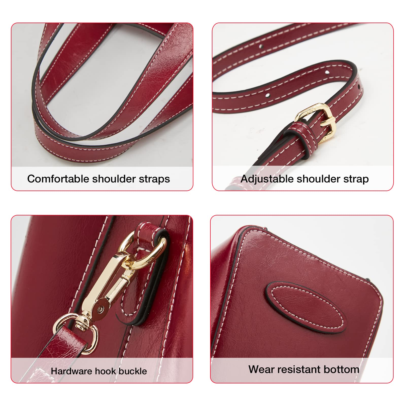 LAORENTOU Women's Crossbody Handbag - Genuine Cow Leather Satchel Purse with Top Handle & Shoulder Strap for Work, Travel & Everyday Use