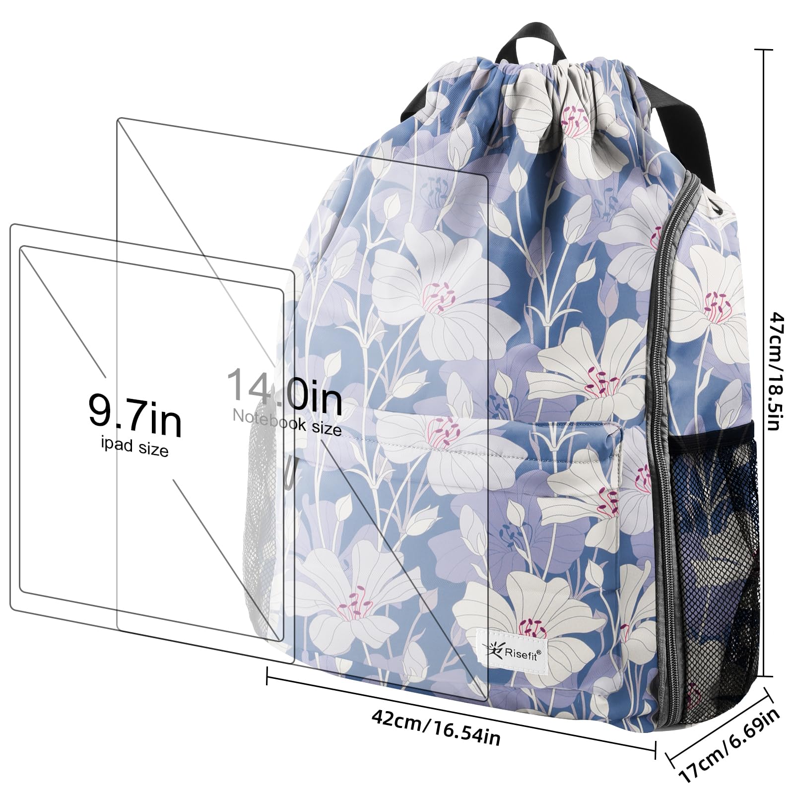 Drawstring Backpack with Mesh Pockets - Water Resistant Gym & Beach Bag for Men & Women - Perfect for Sports & Travel