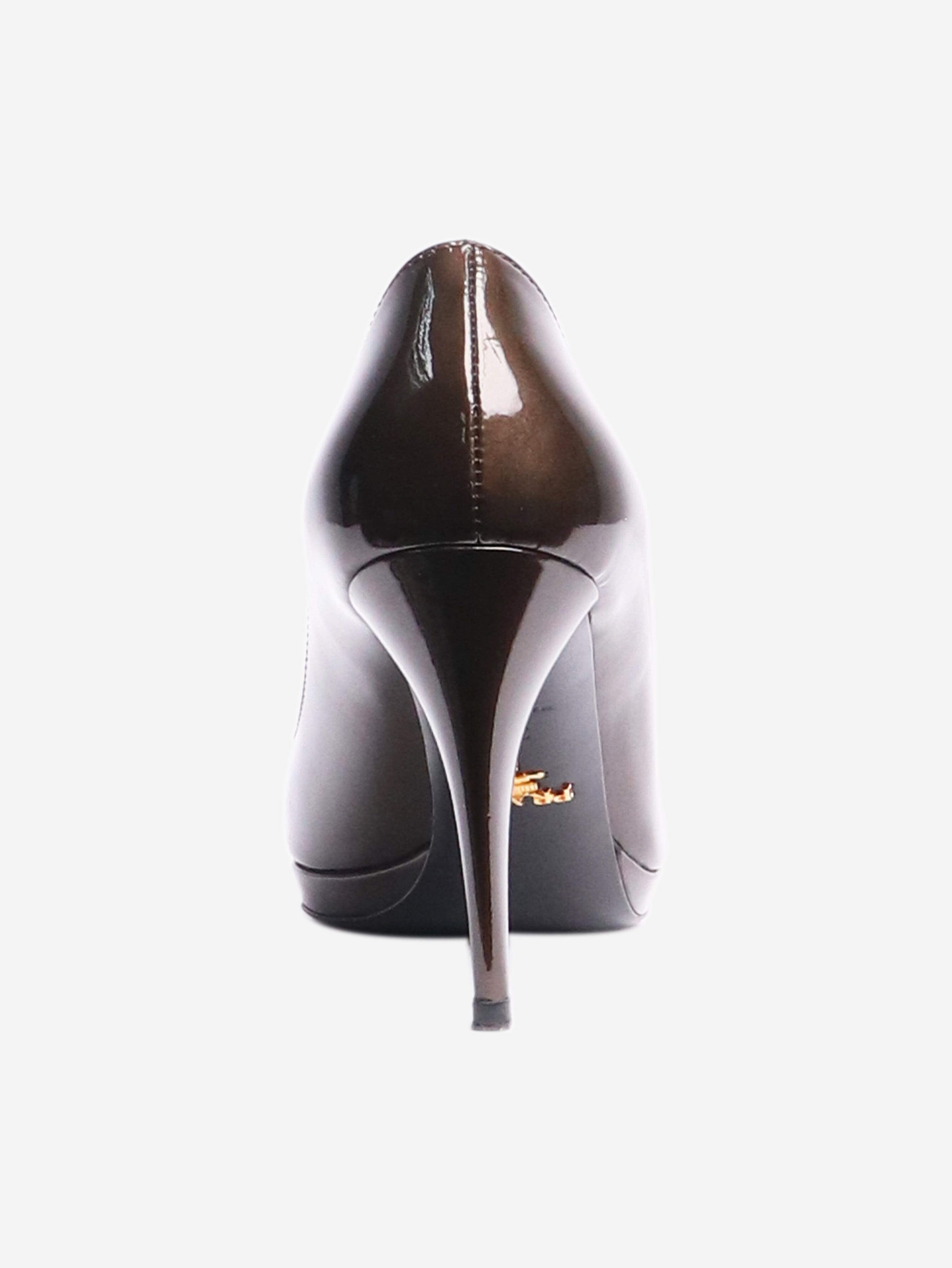 Elegant Brown Patent Leather Buckle Pumps - Women's Size EU 37.5 (UK 4.5, US 7) - Perfect for Office, Wedding & Formal Occasions