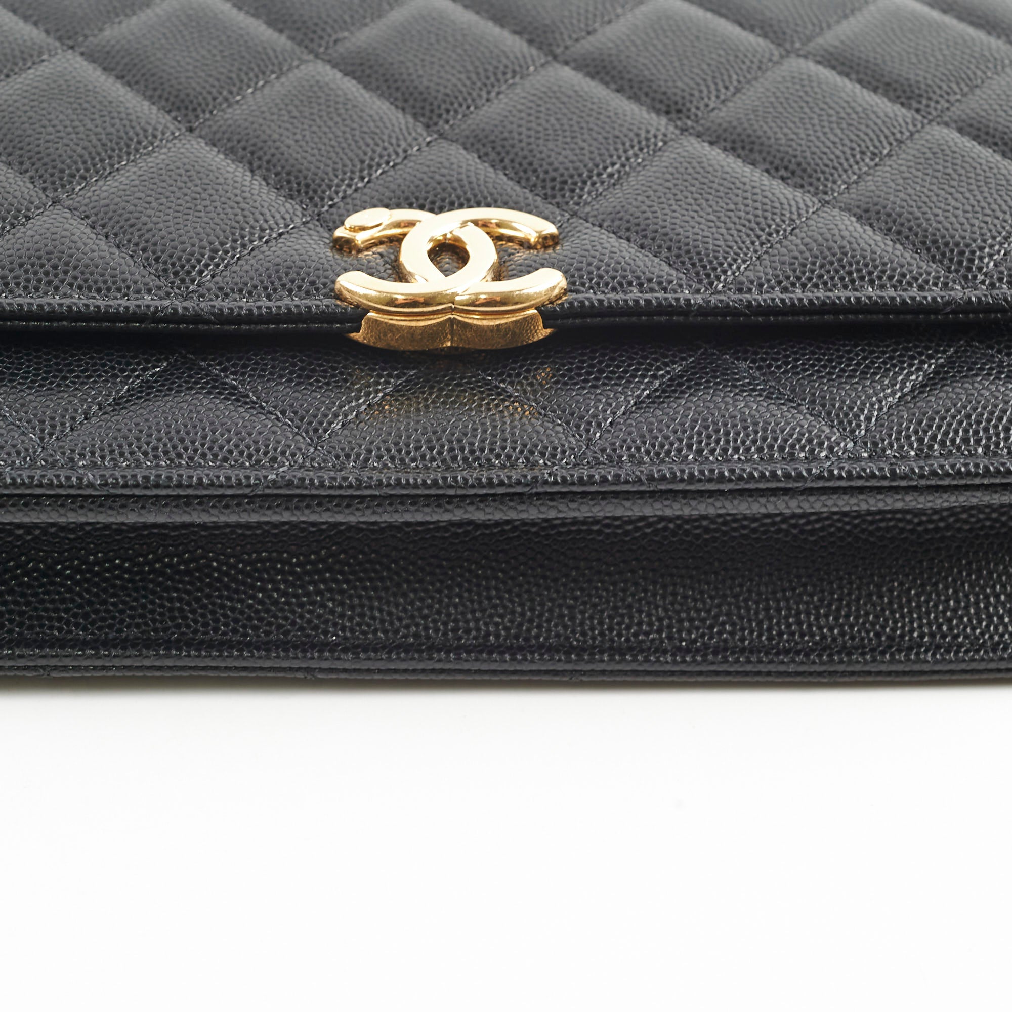 Chanel Black Caviar Leather Top Handle Wallet On Chain WOC with Gold Hardware & Microchip - Perfect for Evening Events, Parties & Luxury Fashion Accessories