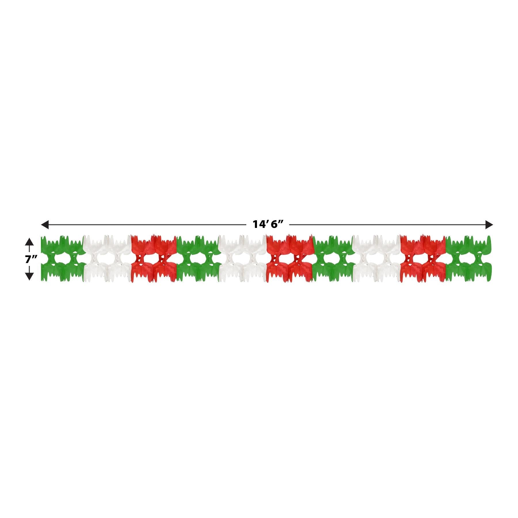 12 Pack Beistle Fiesta Packaged Pageant Garland - Red, White & Green Party Decorations for Cinco de Mayo, Birthday & Mexican Themed Celebrations